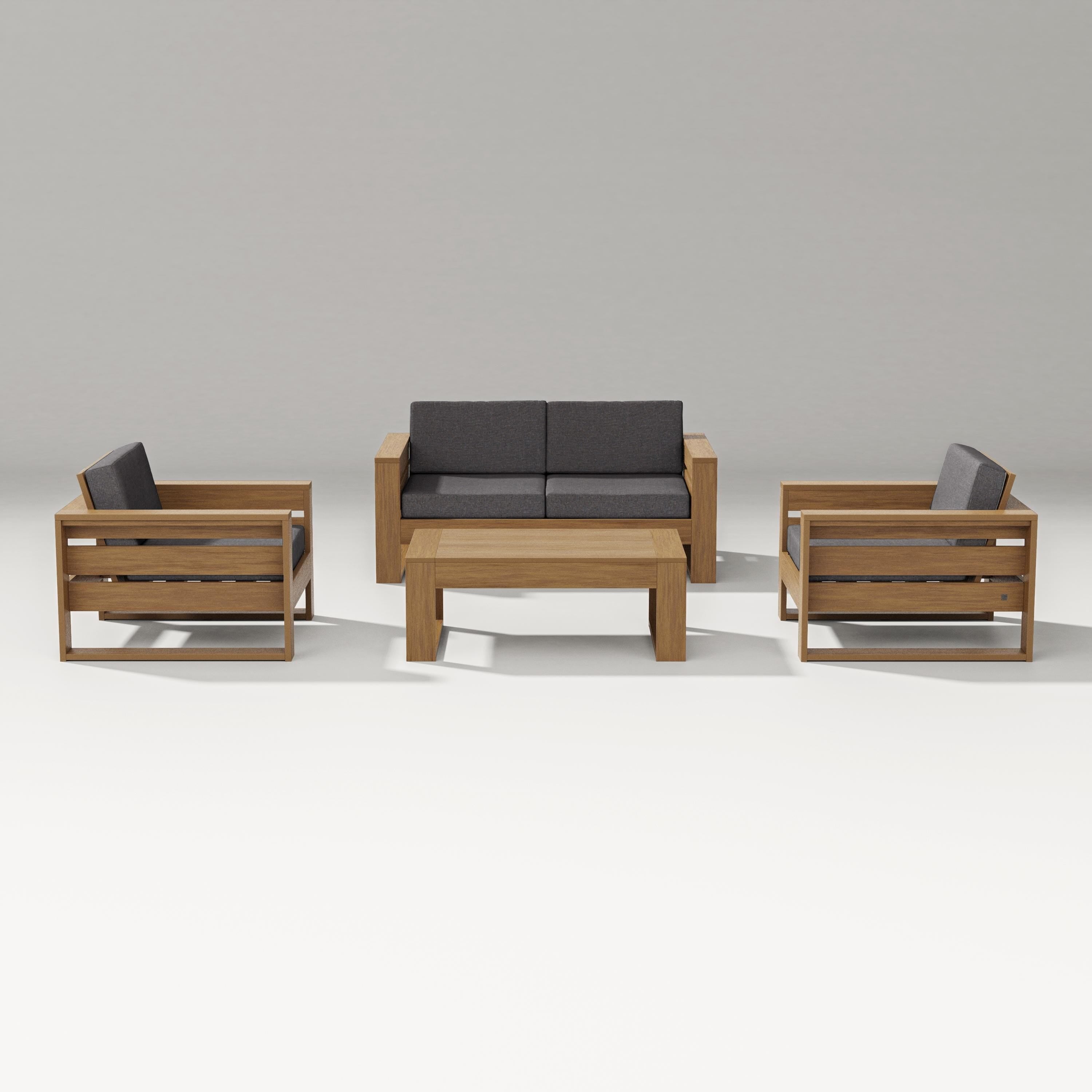PW Designer Series Latitude 4-Piece Lounge Loveseat Set in Natural / Ash Charcoal