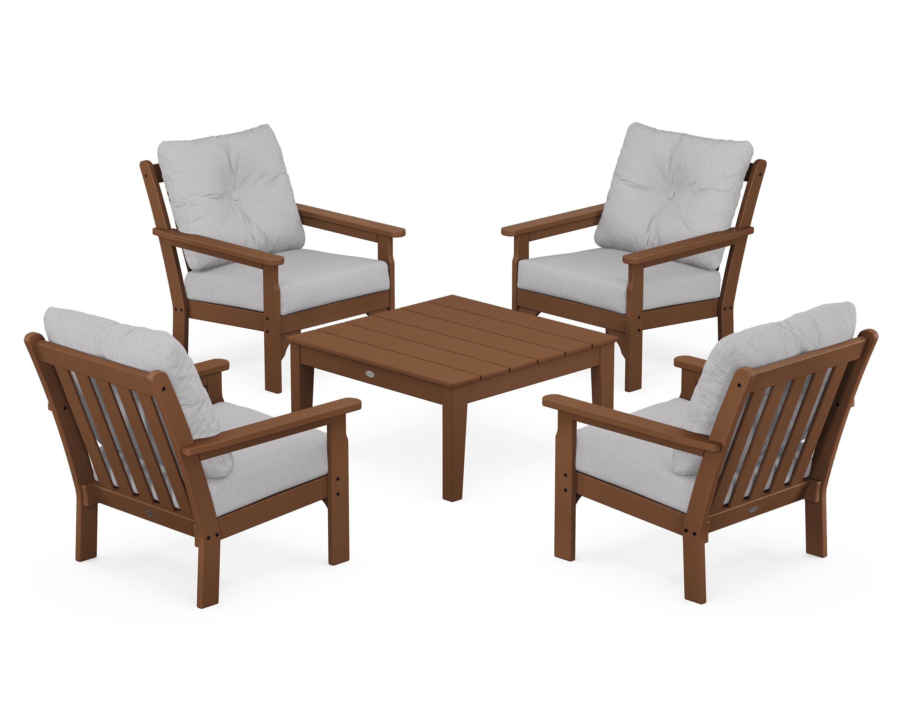 POLYWOOD Vineyard 5-Piece Deep Seating Conversation Set in Teak / Granite