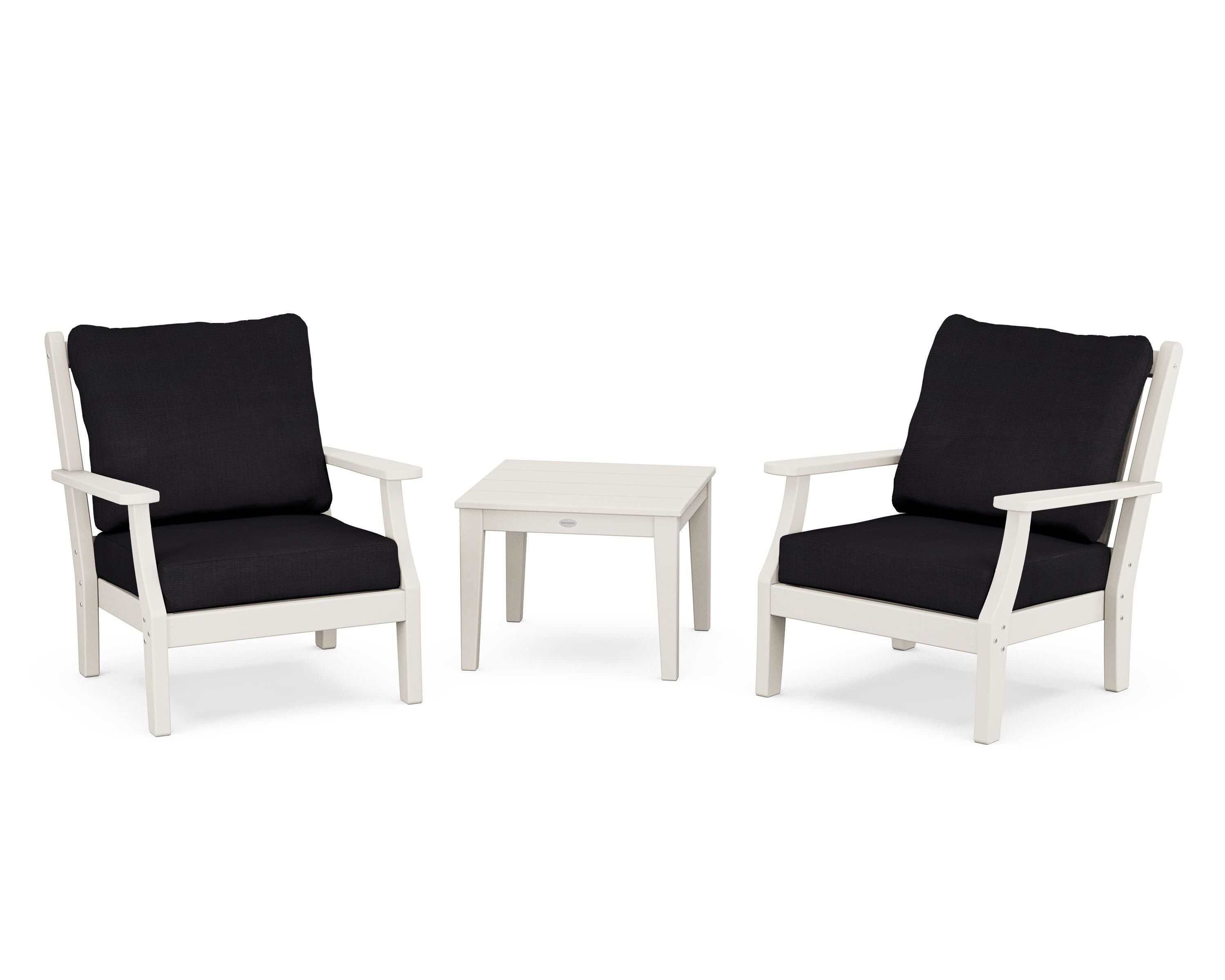 Country Living Wovendale 3-Piece Deep Seating Set in Sand / Midnight Linen
