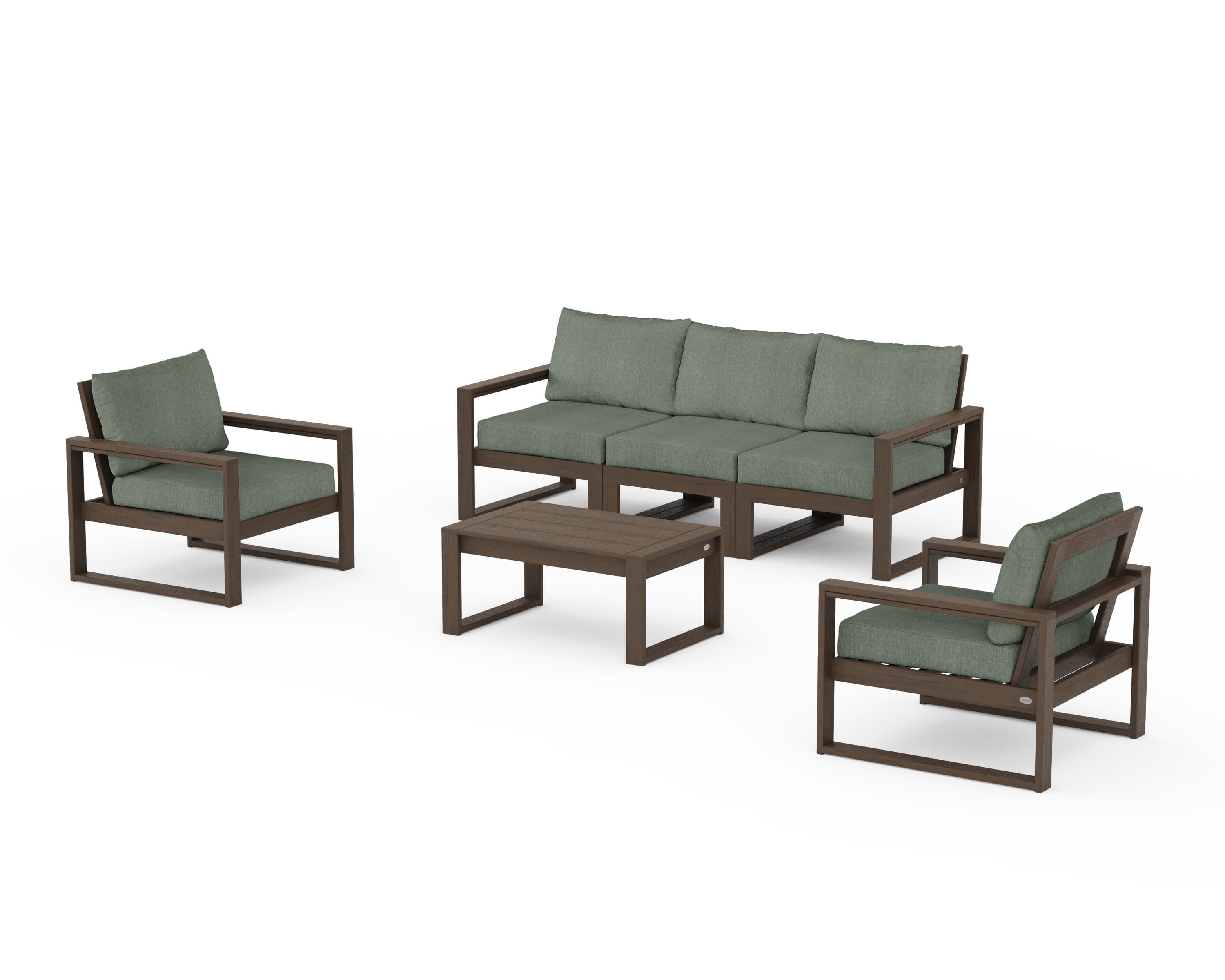 POLYWOOD EDGE Sectional 4-Piece Deep Seating Set with Sofa in Kona / Cast Sage