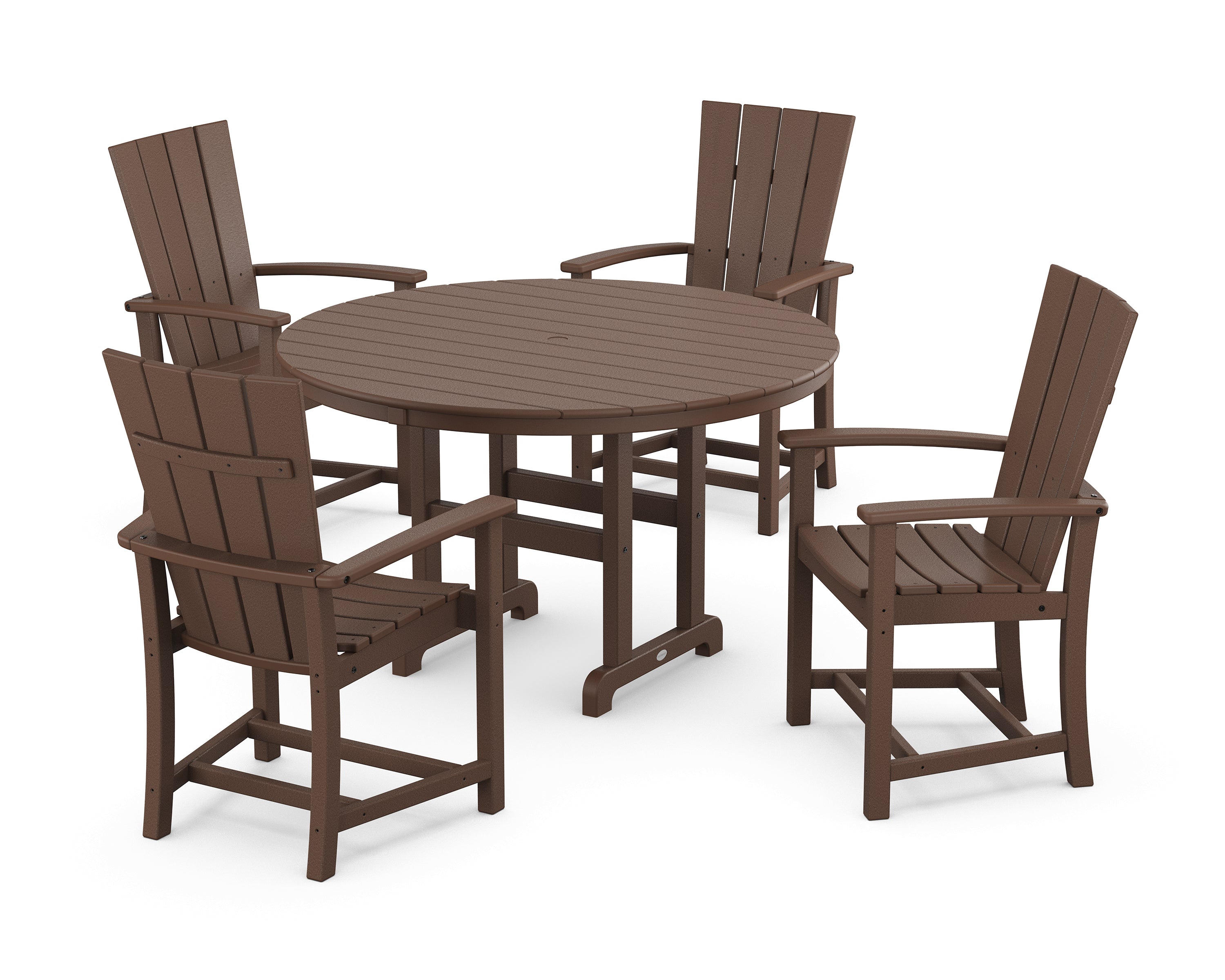 POLYWOOD® Quattro 5-Piece Round Farmhouse Dining Set in Mahogany