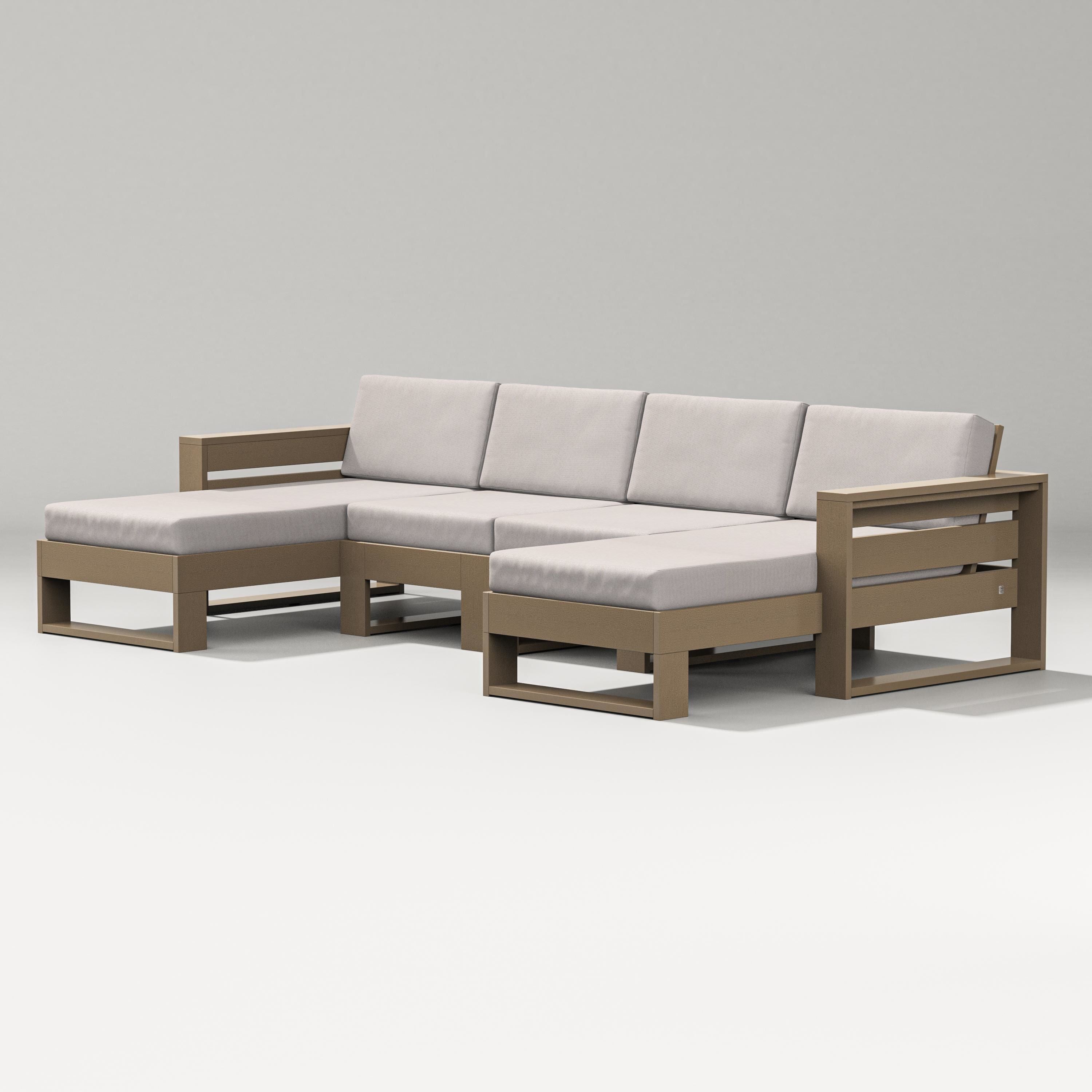PW Designer Series Latitude Double Chaise Sectional in Vintage Sahara / Dune Burlap