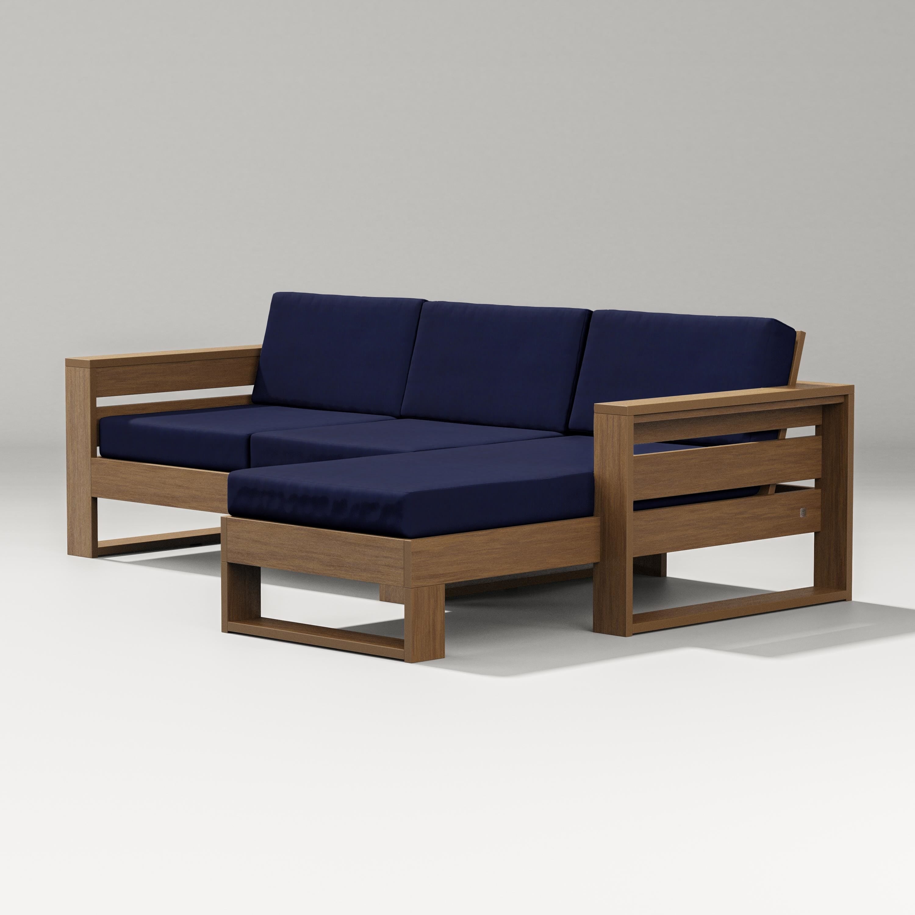 PW Designer Series Latitude Right Chaise Sectional in Natural / Navy