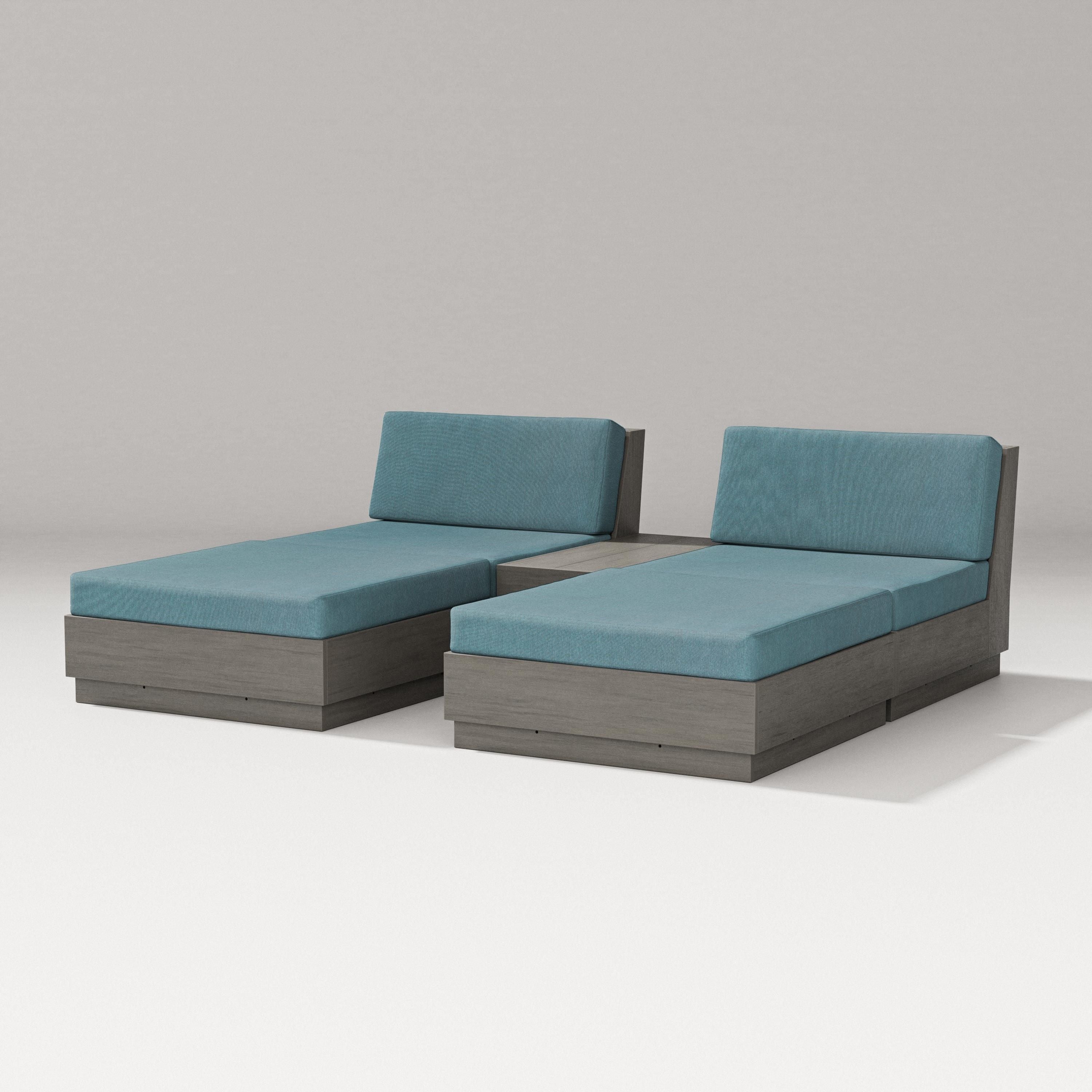 PW Designer Series Elevate Double Chaise Set in Driftwood / Ocean Teal