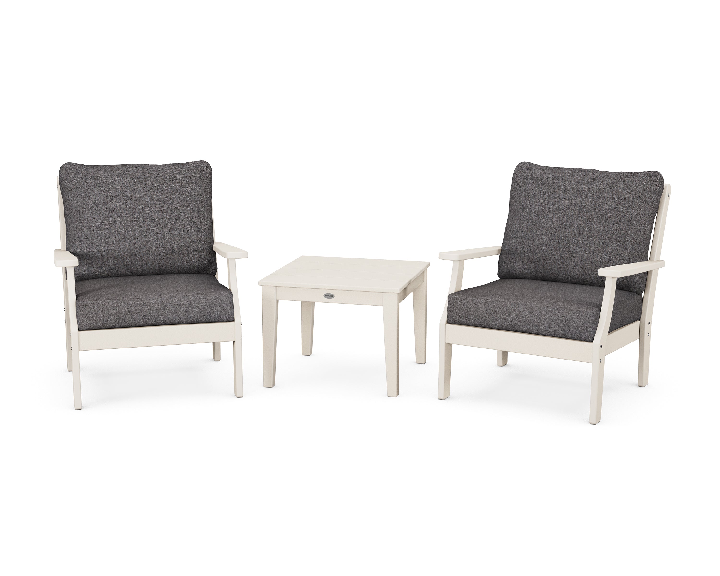 POLYWOOD Braxton 3-Piece Deep Seating Set in Sand / Ash Charcoal