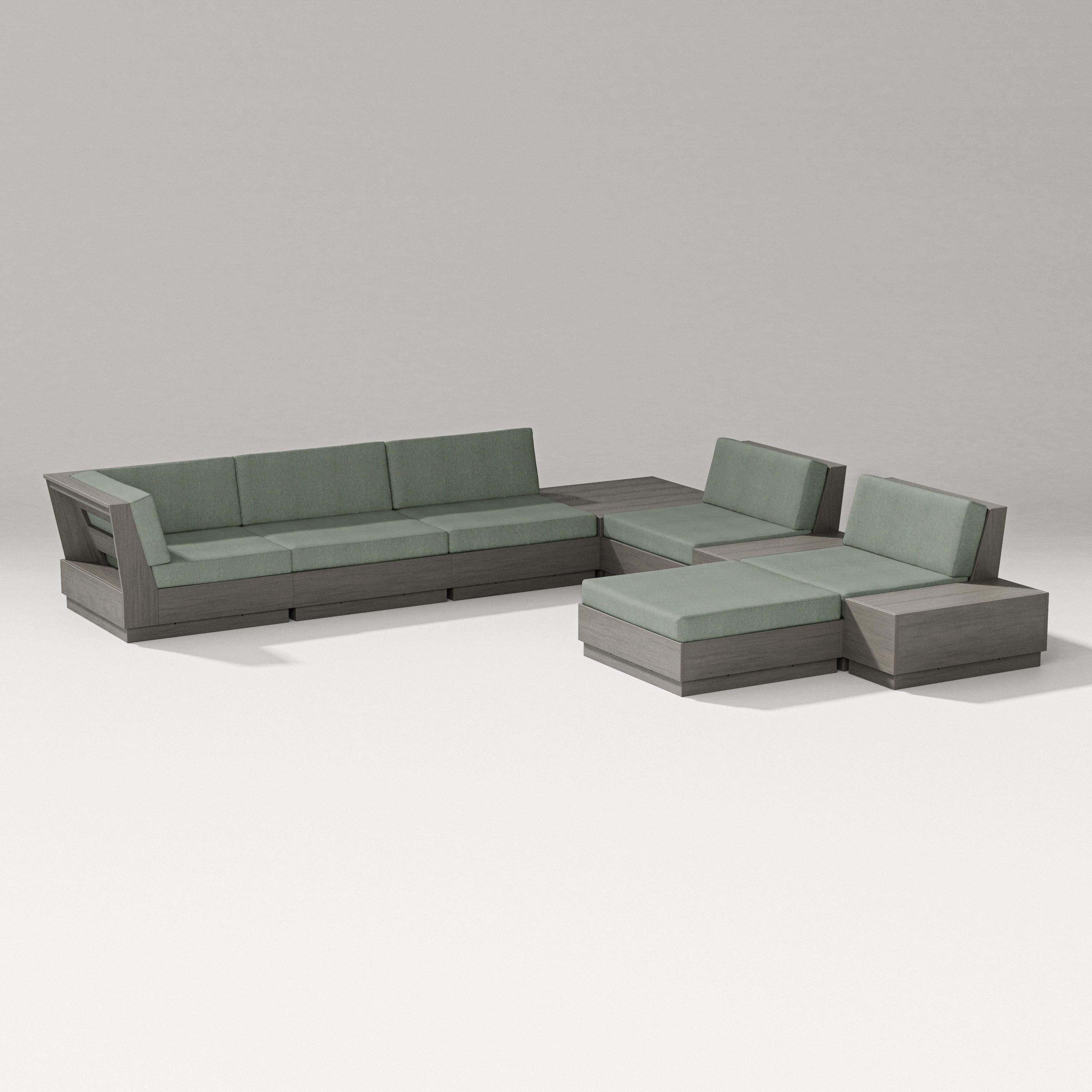 PW Designer Series Elevate 9-Piece Conversation Sectional in Driftwood / Cast Sage