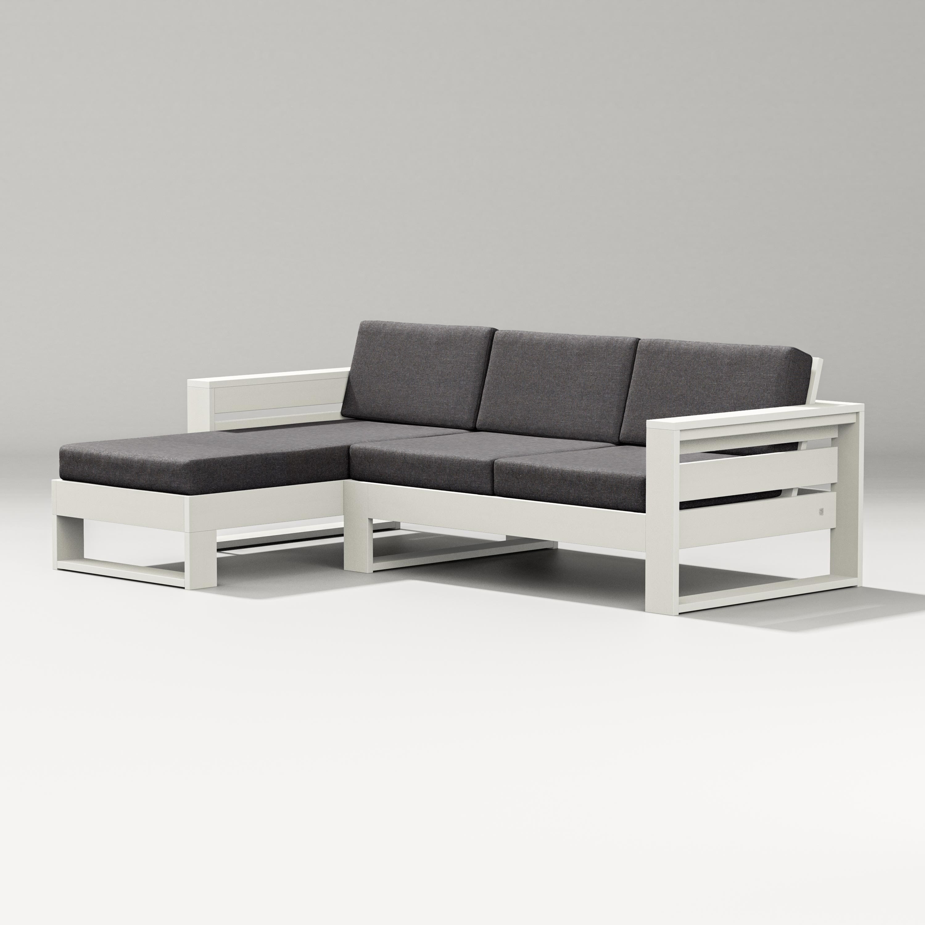 PW Designer Series Latitude Left Chaise Sectional in Vintage White / Ash Charcoal