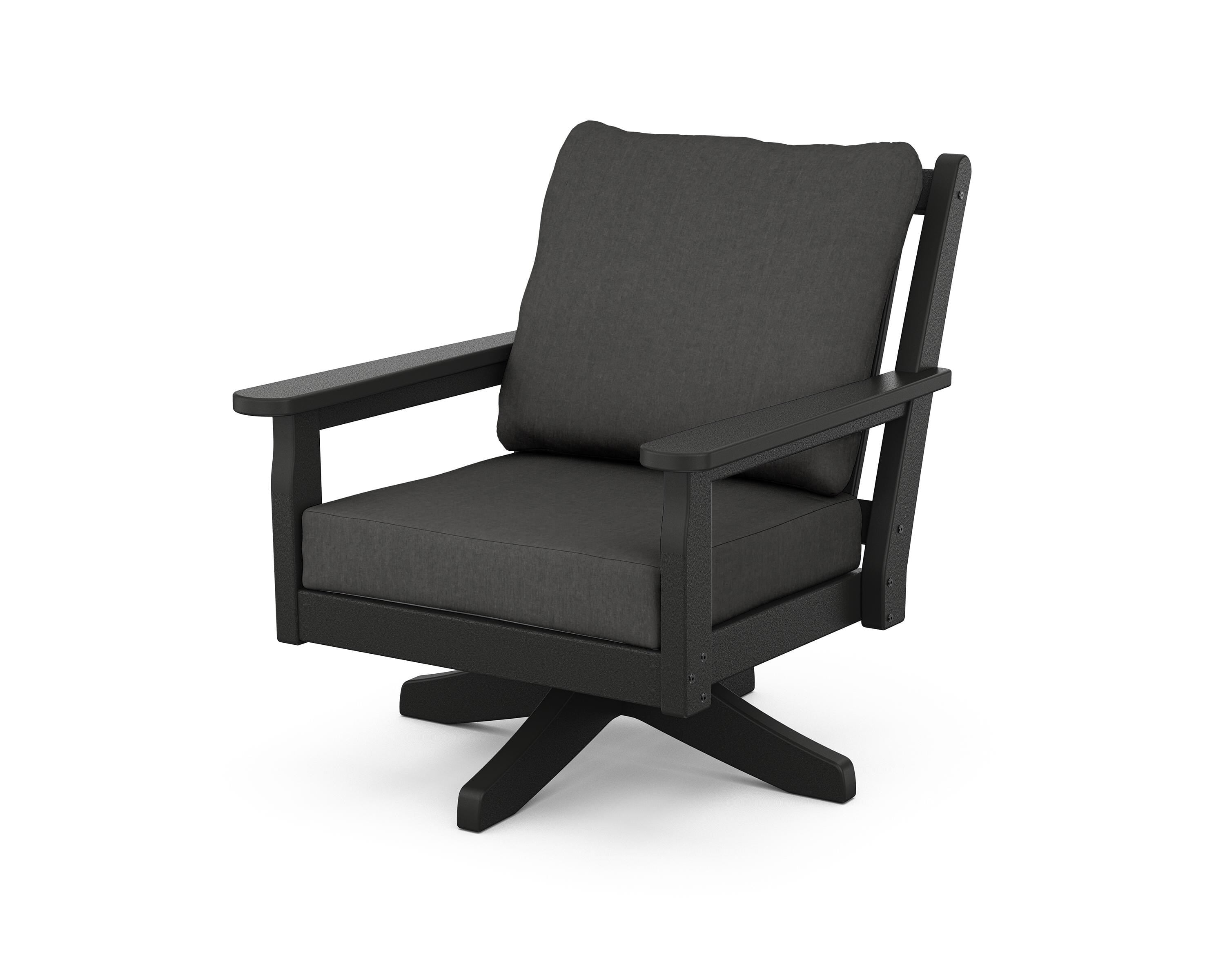 POLYWOOD Chippendale Deep Seating Swivel Chair in Black / Spectrum Carbon