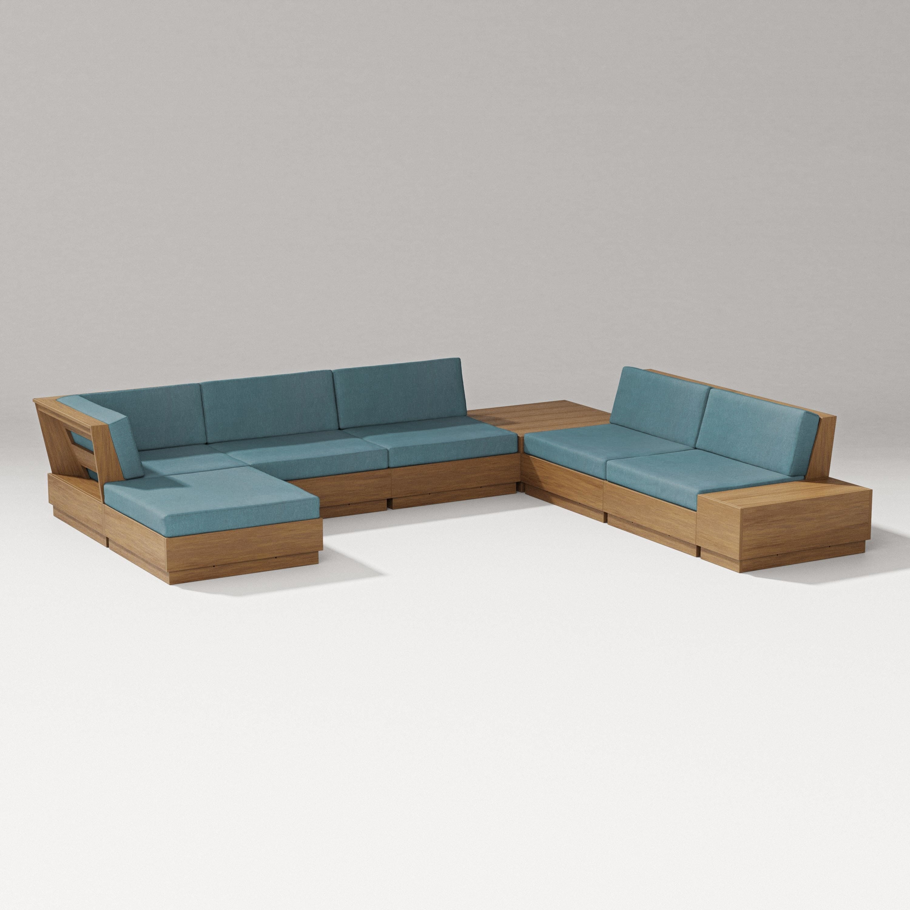 PW Designer Series Elevate 8-Piece Corner Sectional in Natural / Ocean Teal