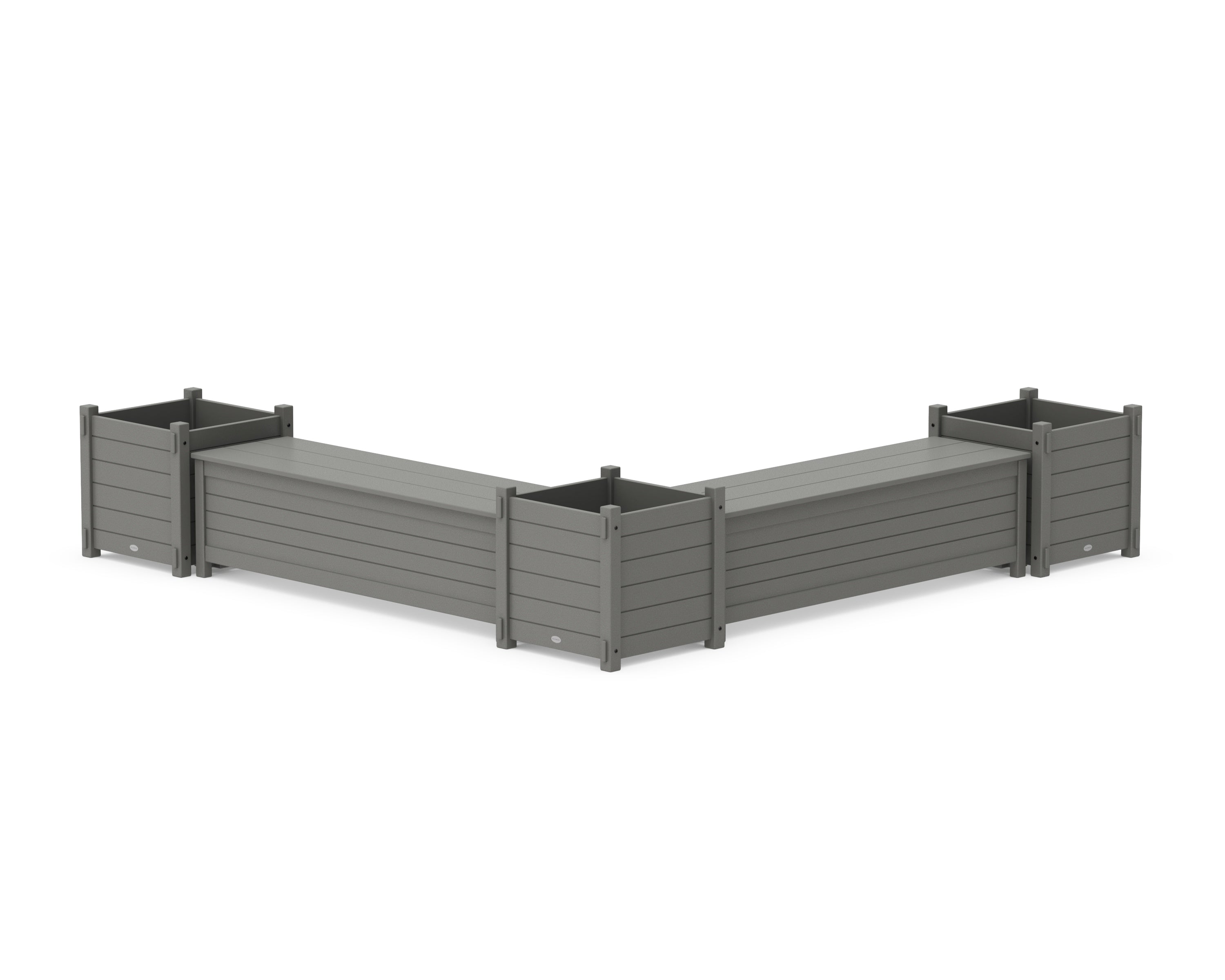 POLYWOOD 60" Nautical L- Shaped Planter Storage Bench Corner Set- Large in Slate Grey