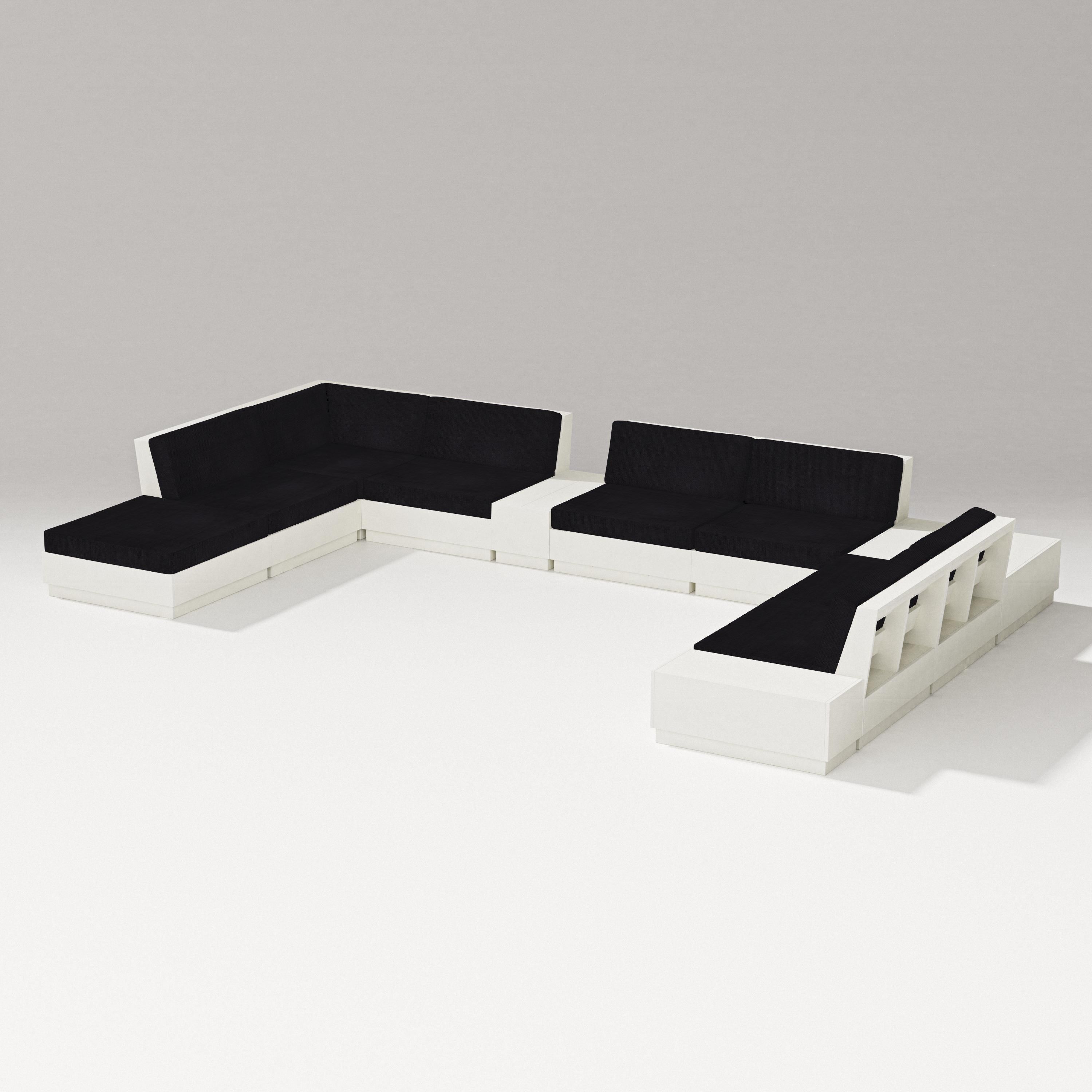 PW Designer Series Elevate 11-Piece Conversation Sectional Set in Vintage White / Midnight Linen