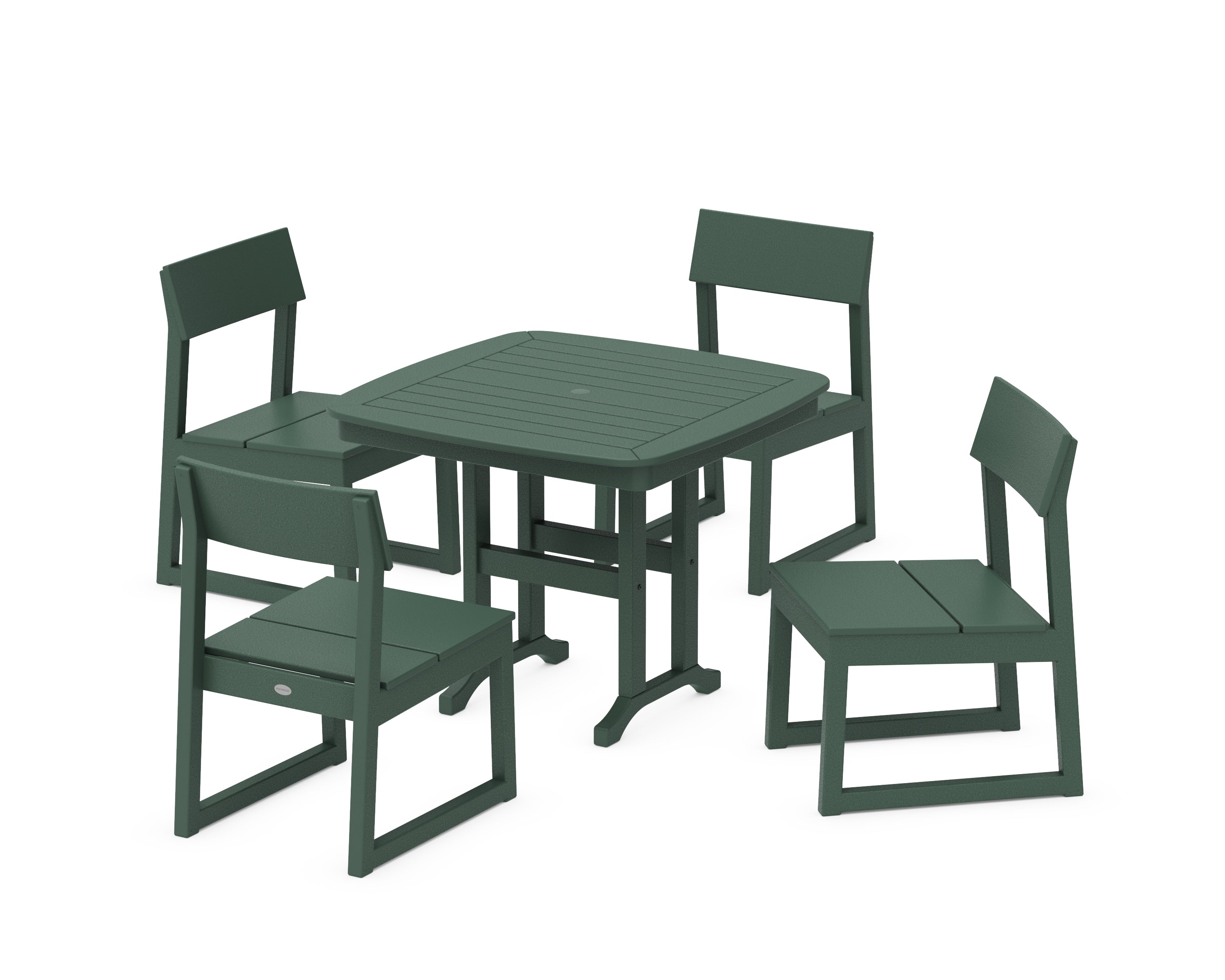 POLYWOOD EDGE Side Chair 5-Piece Dining Set in Green