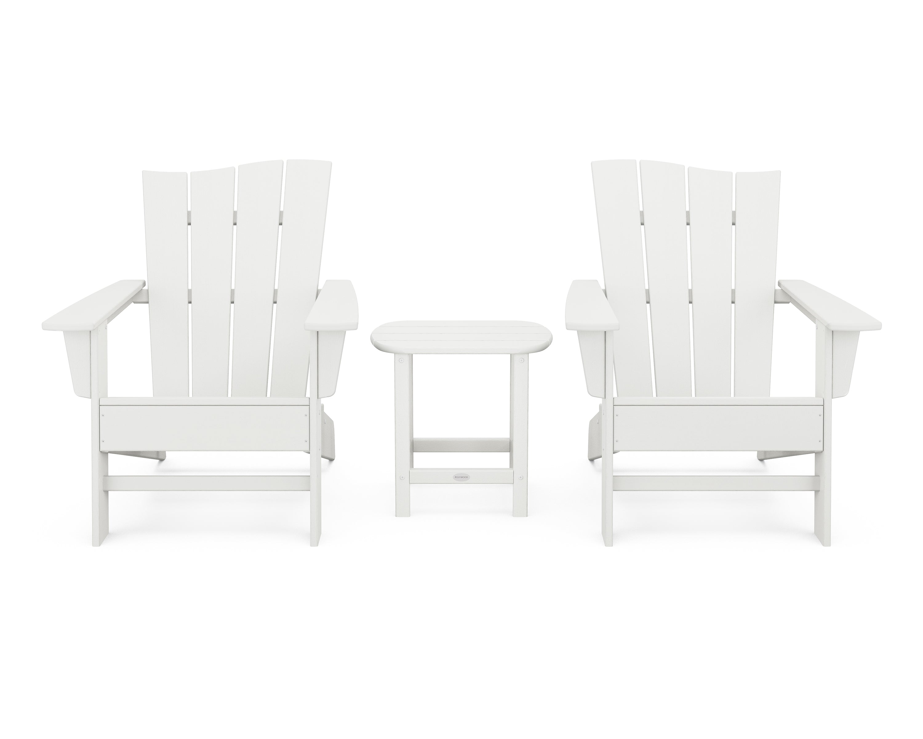 POLYWOOD® Wave 3-Piece Adirondack Chair Set in Vintage White