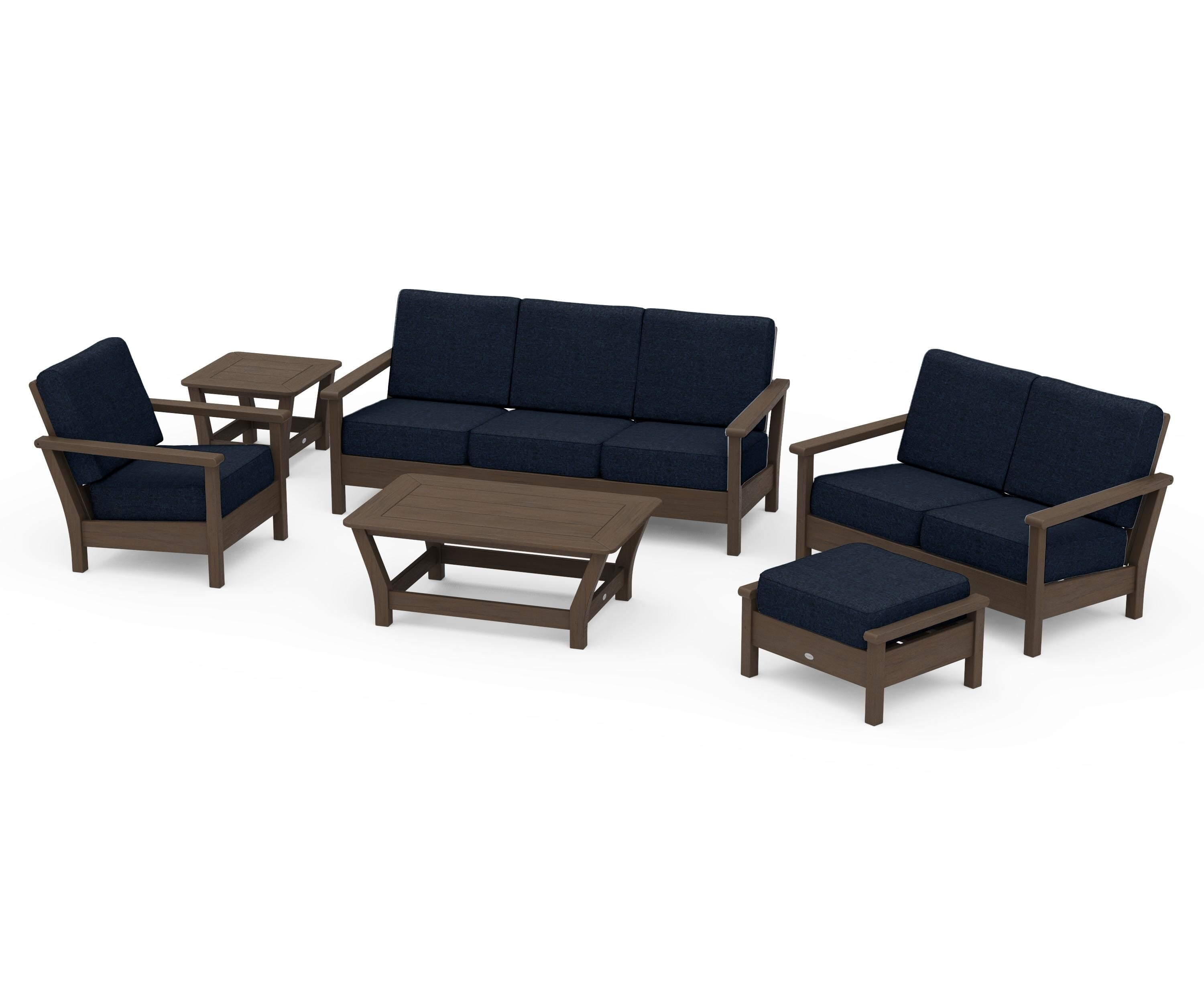 POLYWOOD Harbour 6-Piece Outdoor Living Set in Kona / Marine Indigo