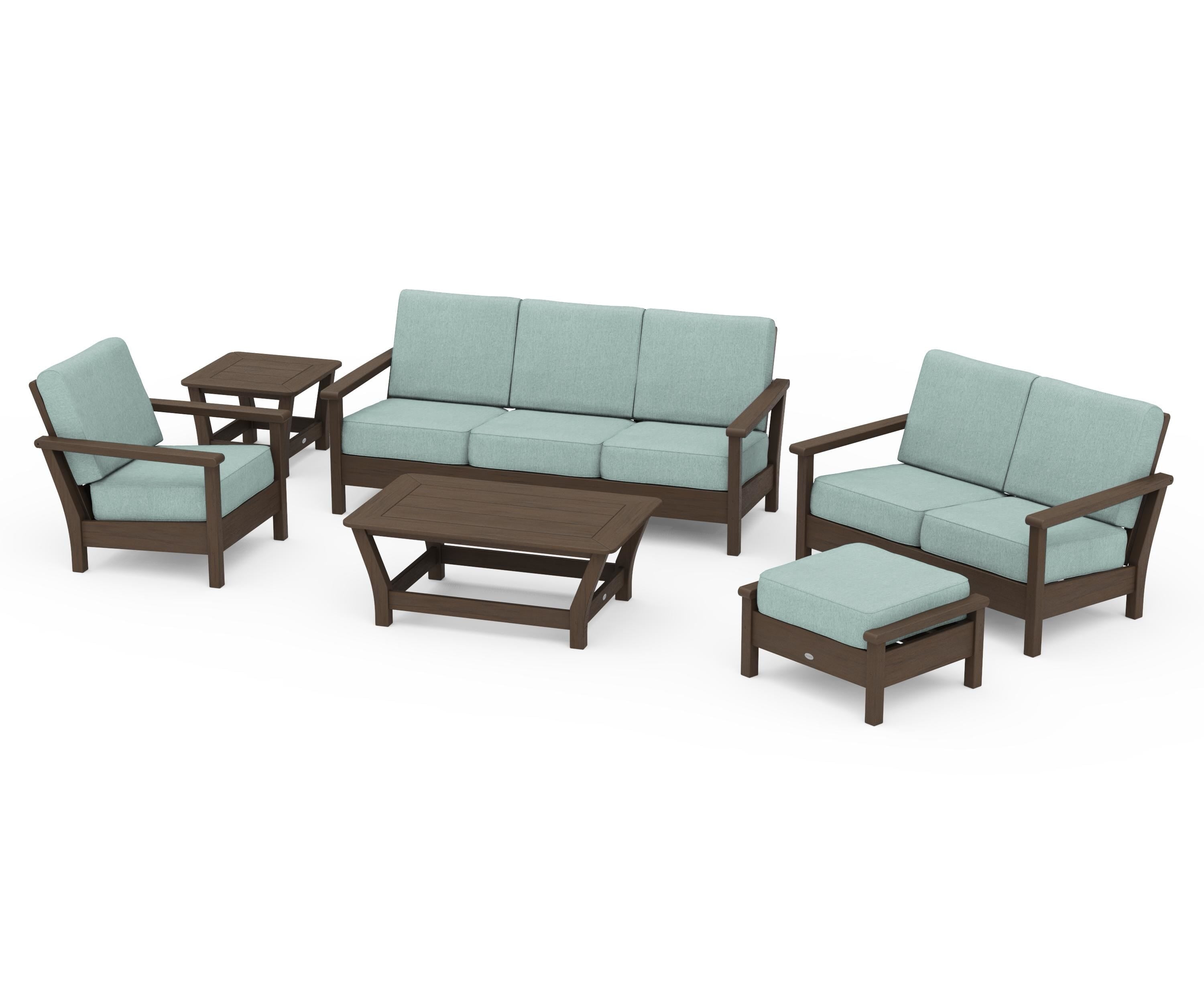 POLYWOOD Harbour 6-Piece Outdoor Living Set in Kona / Glacier Spa
