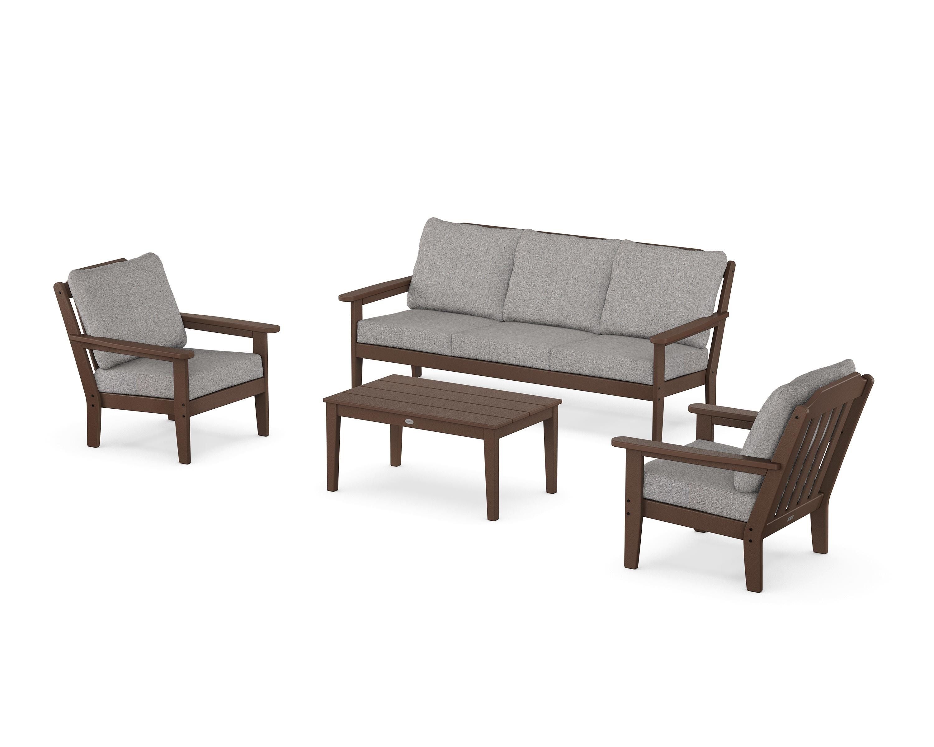 Country Living Cottage 4-Piece Deep Seating Set with Sofa in Mahogany / Grey Mist