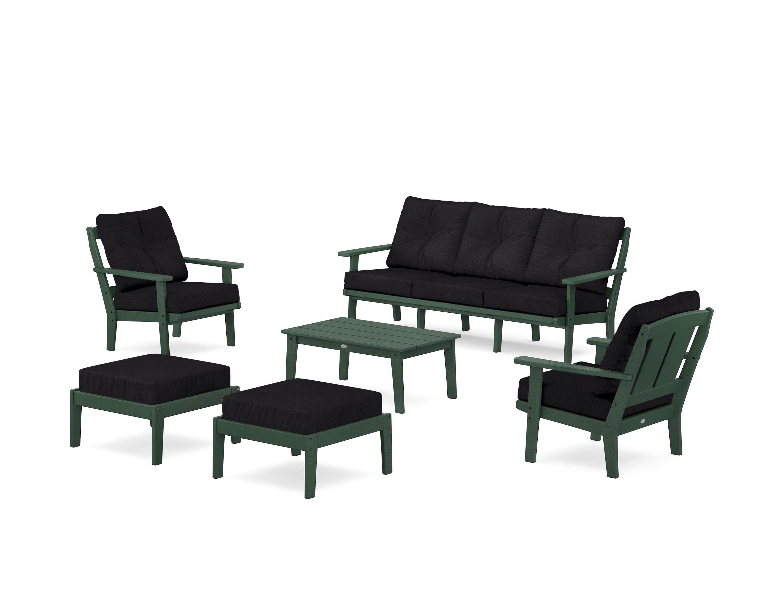 POLYWOOD Mission 6-Piece Lounge Sofa Set in Green / Midnight Linen