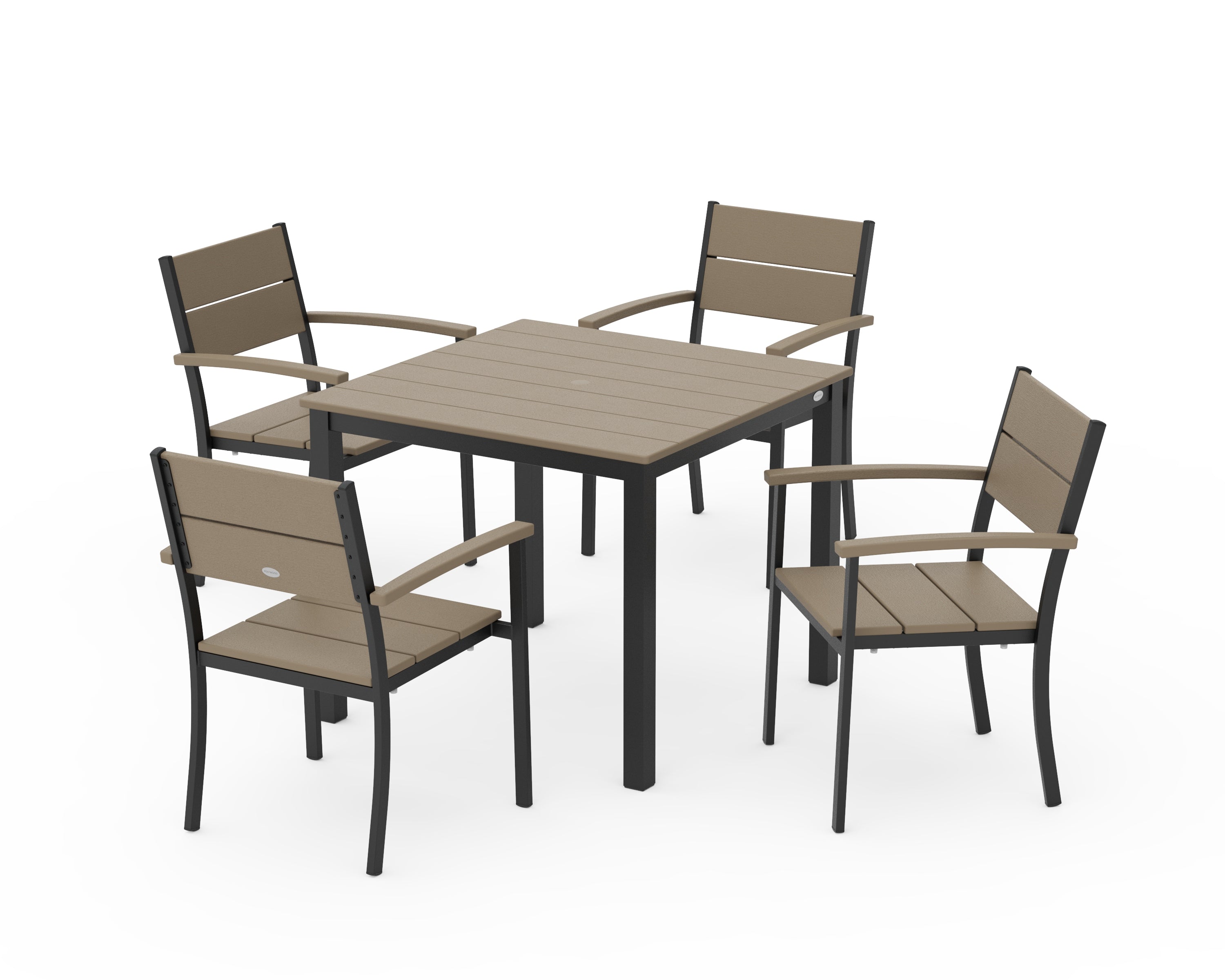 POLYWOOD Main Street 5-Piece Dining Set in Black / Vintage Sahara