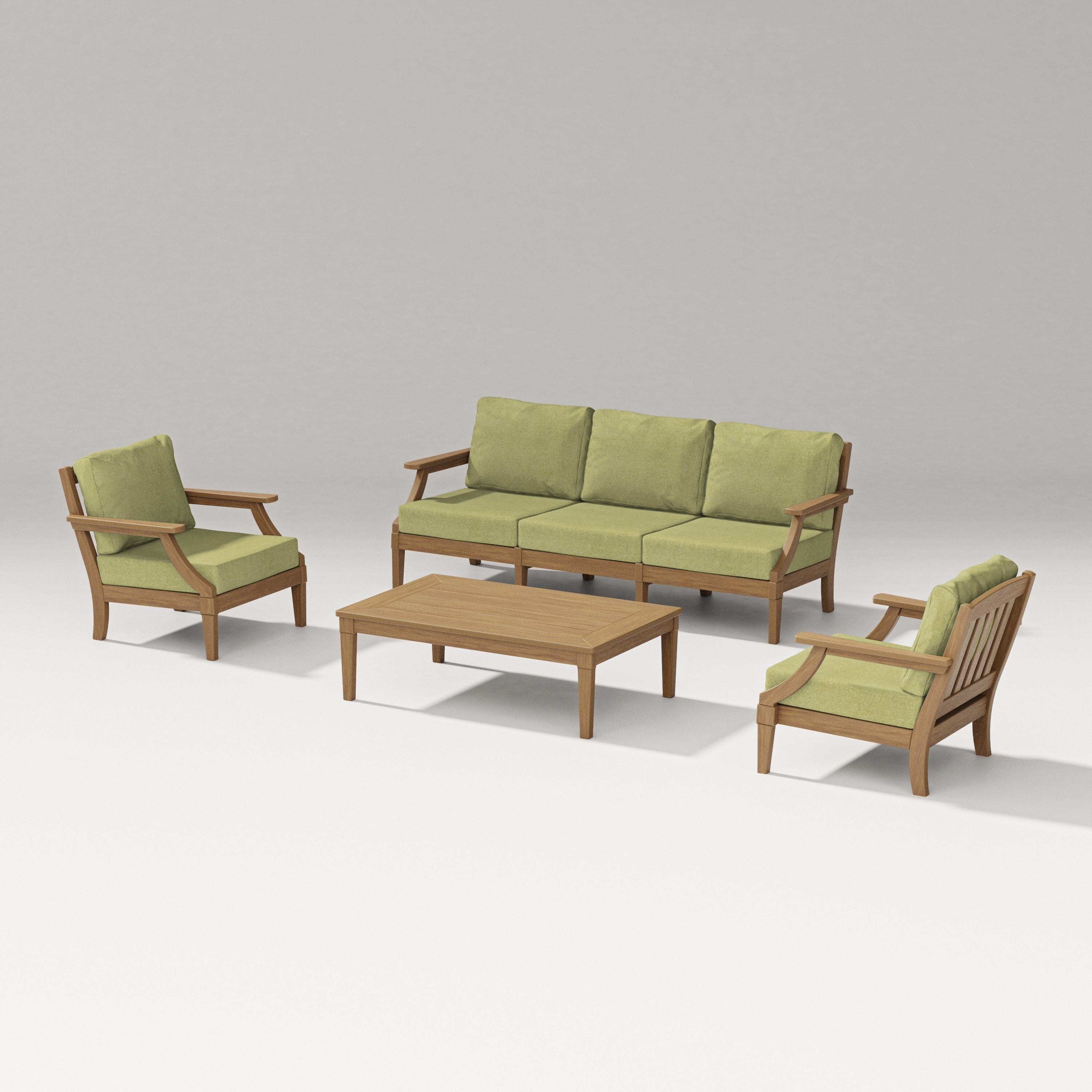 PW Designer Series Estate 4-Piece Lounge Sofa Set in Natural / Chartreuse Boucle
