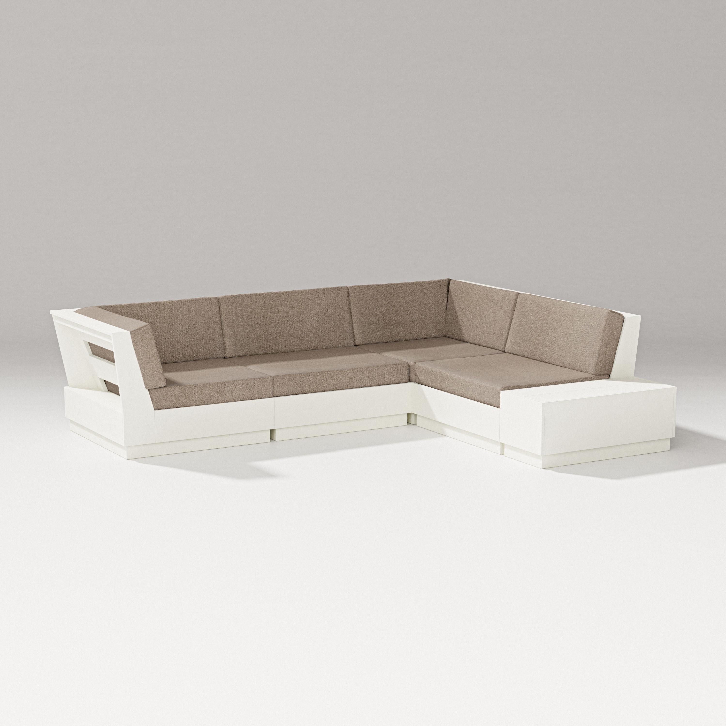 PW Designer Series Elevate Corner Sectional in Vintage White / Spiced Burlap