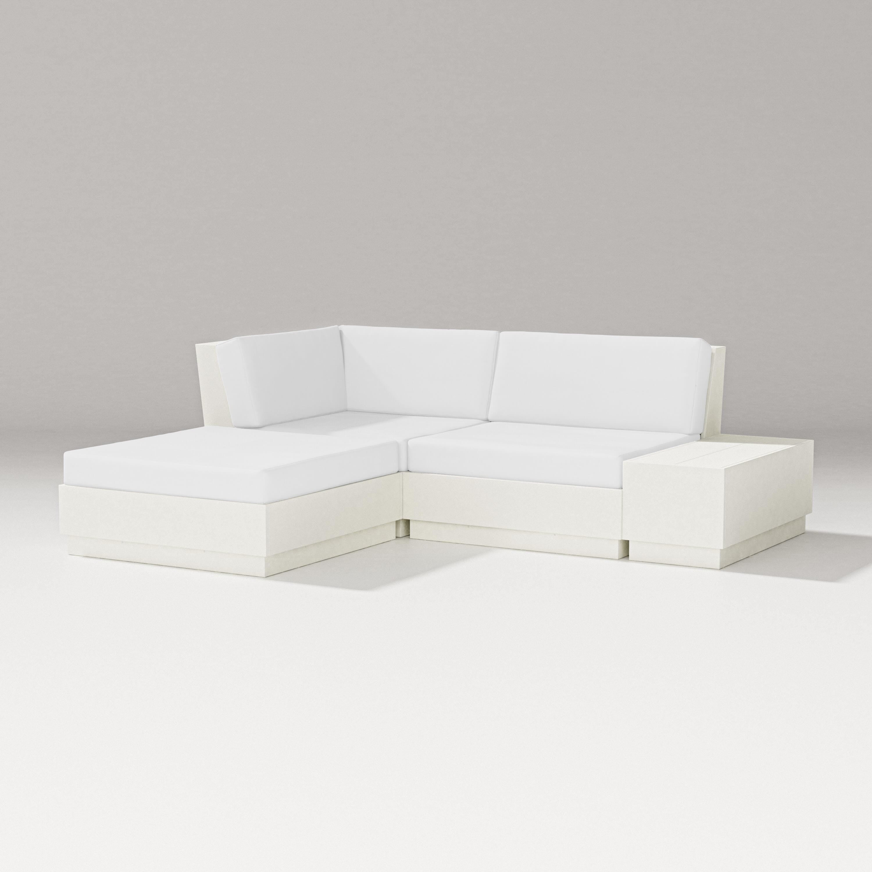PW Designer Series Elevate Loveseat Sectional with Chaise in Vintage White / Natural