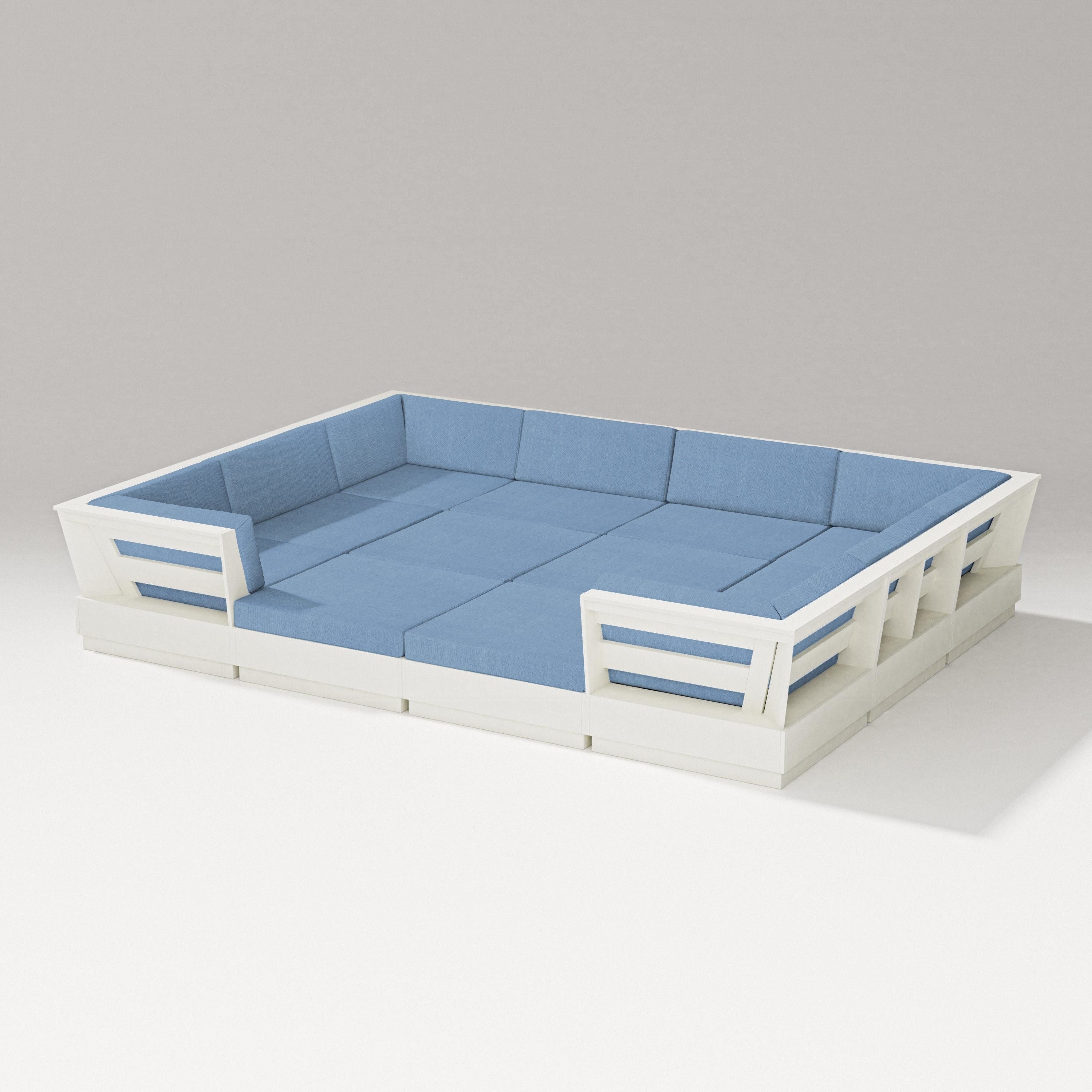 PW Designer Series Elevate 12-Piece Pit Sectional in Vintage White / Sky Blue