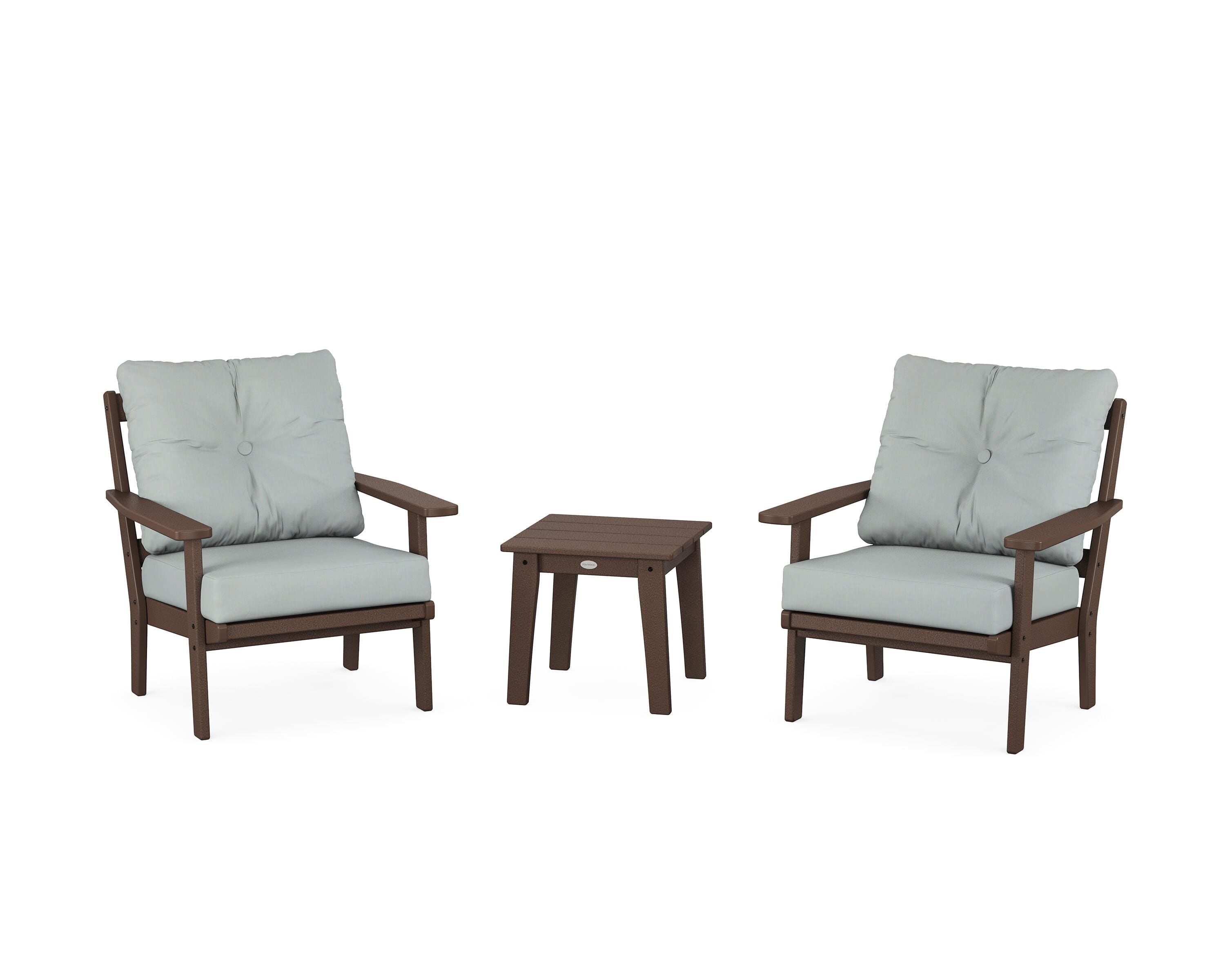 POLYWOOD Prairie 3-Piece Deep Seating Set in Mahogany / Spa