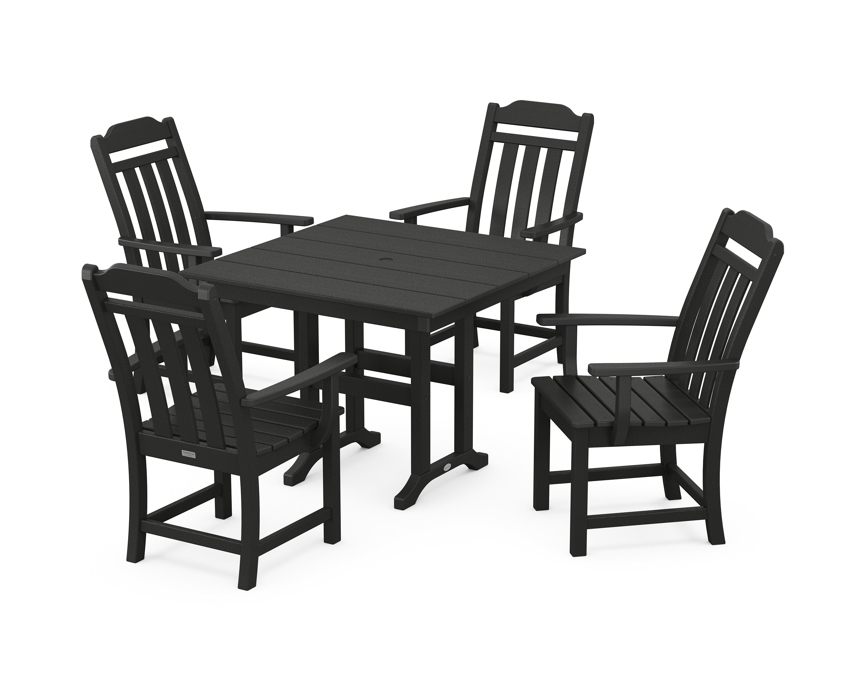 Polywood Country Living 5-Piece Farmhouse Dining Set in Black