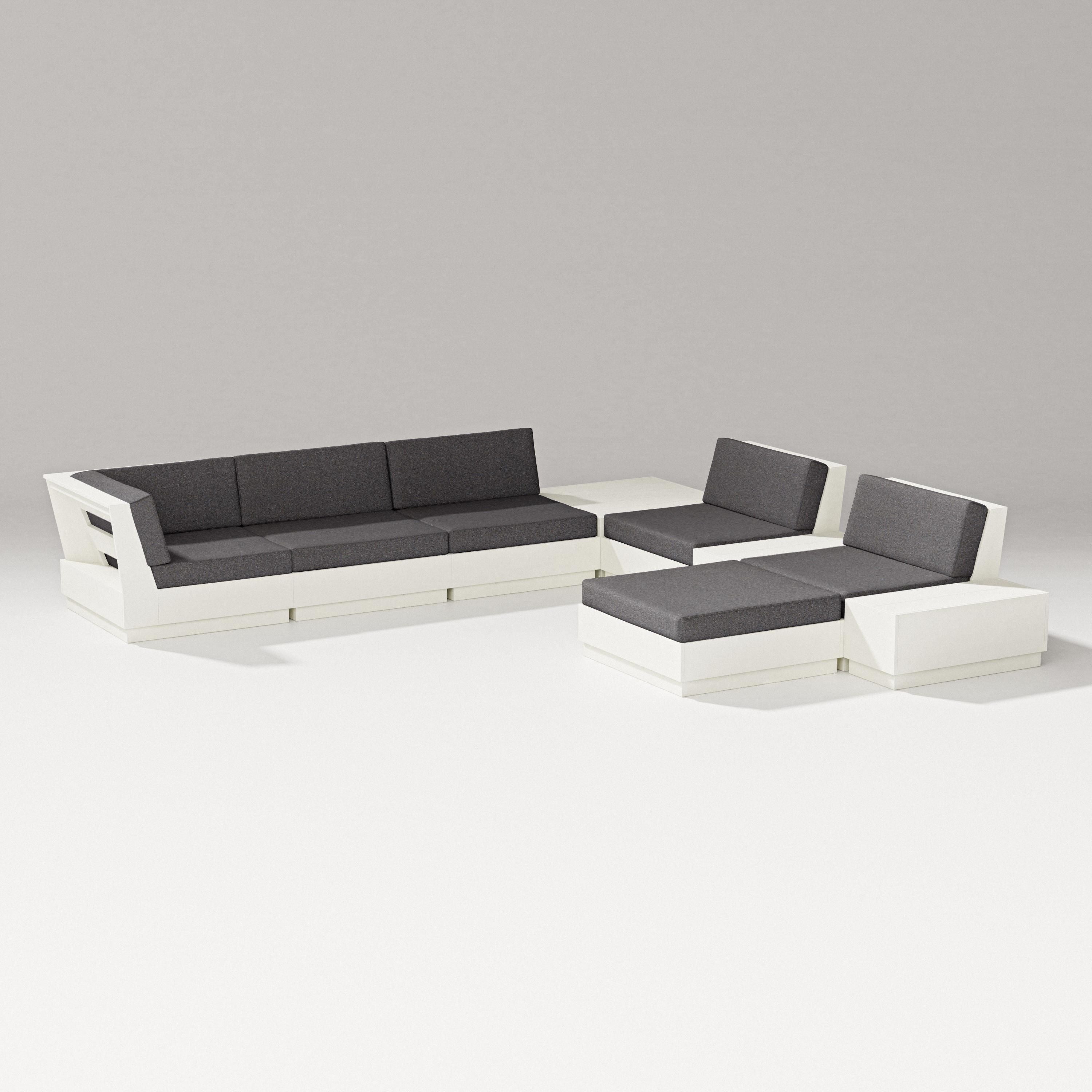 PW Designer Series Elevate 9-Piece Conversation Sectional in Vintage White / Ash Charcoal