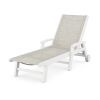 POLYWOOD Coastal Chaise with Wheels in White / Birch Sling