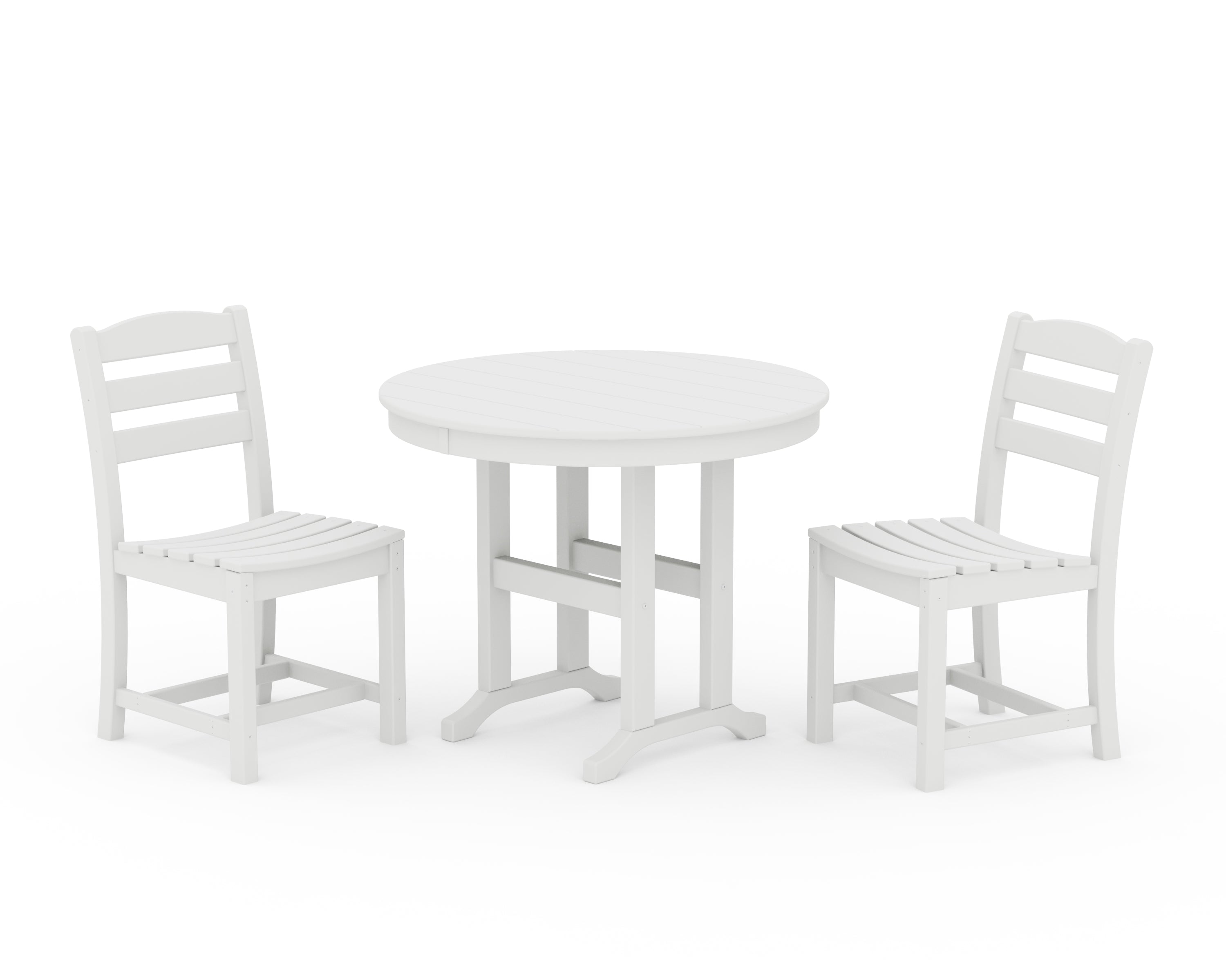 POLYWOOD La Casa Café Side Chair 3-Piece Round Dining Set in White