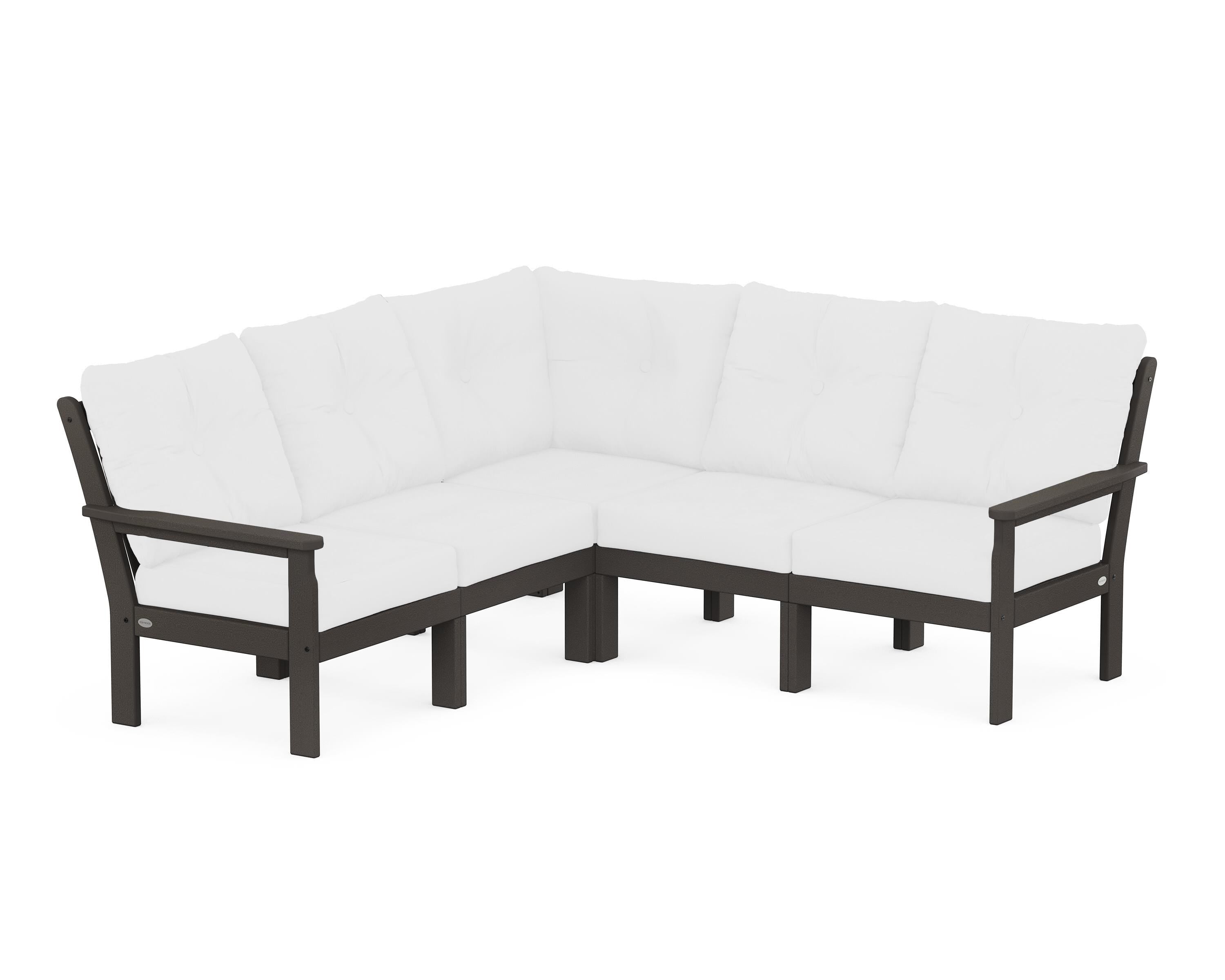 POLYWOOD Vineyard 5-Piece Sectional in Vintage Coffee / Natural