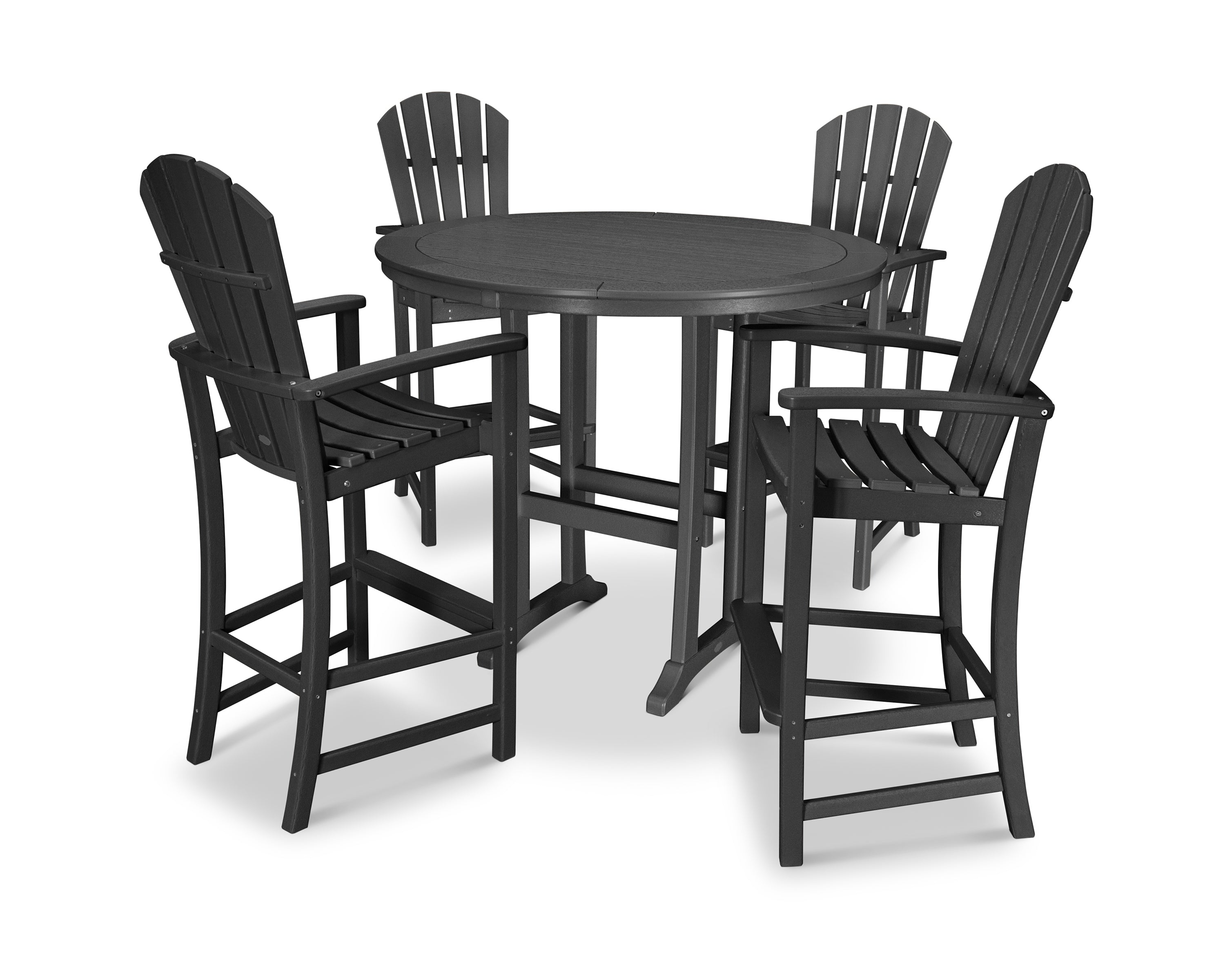 POLYWOOD® Palm Coast 5-Piece Round Bar Set in Black