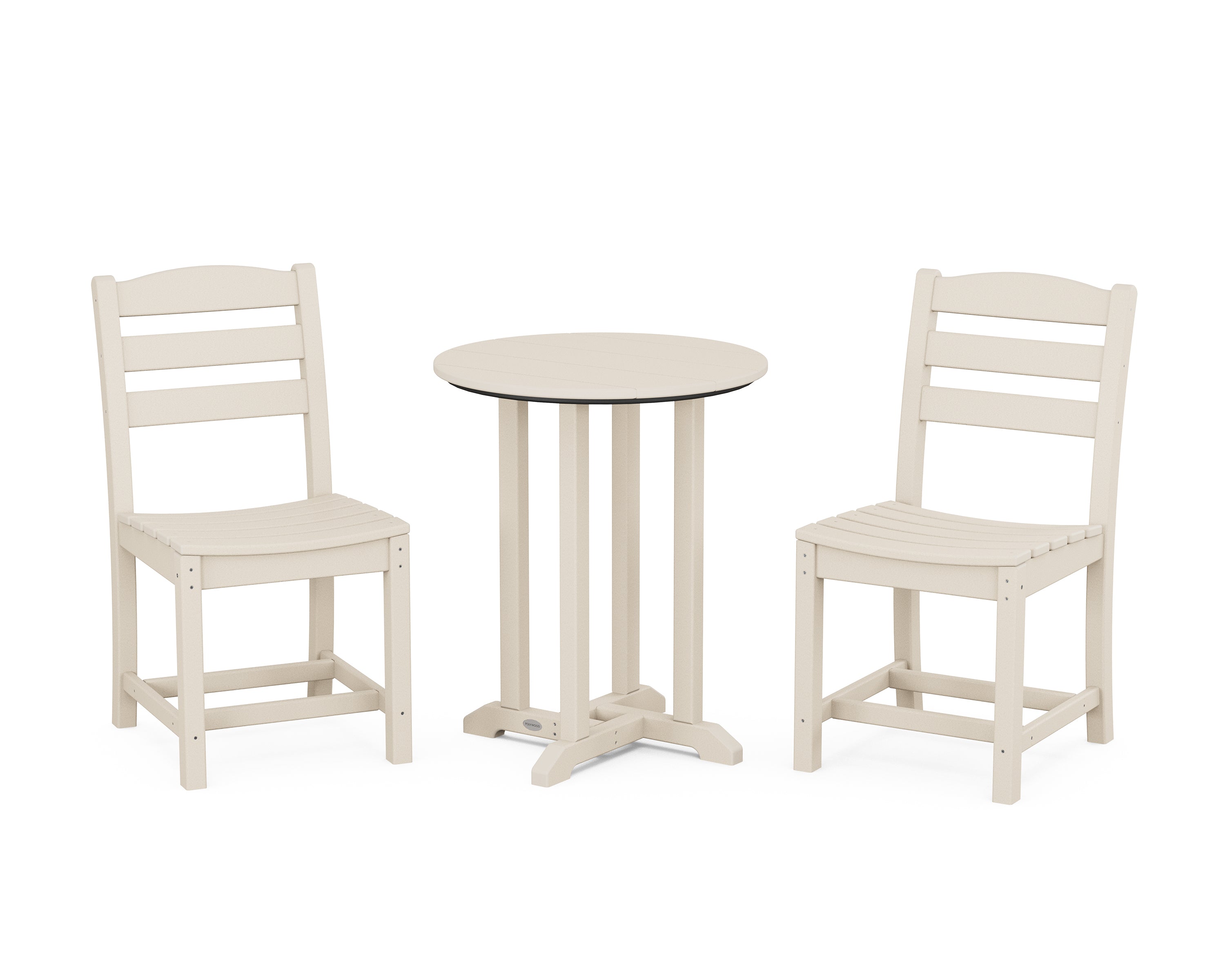 POLYWOOD La Casa Café Side Chair 3-Piece Round Bistro Dining Set in Sand
