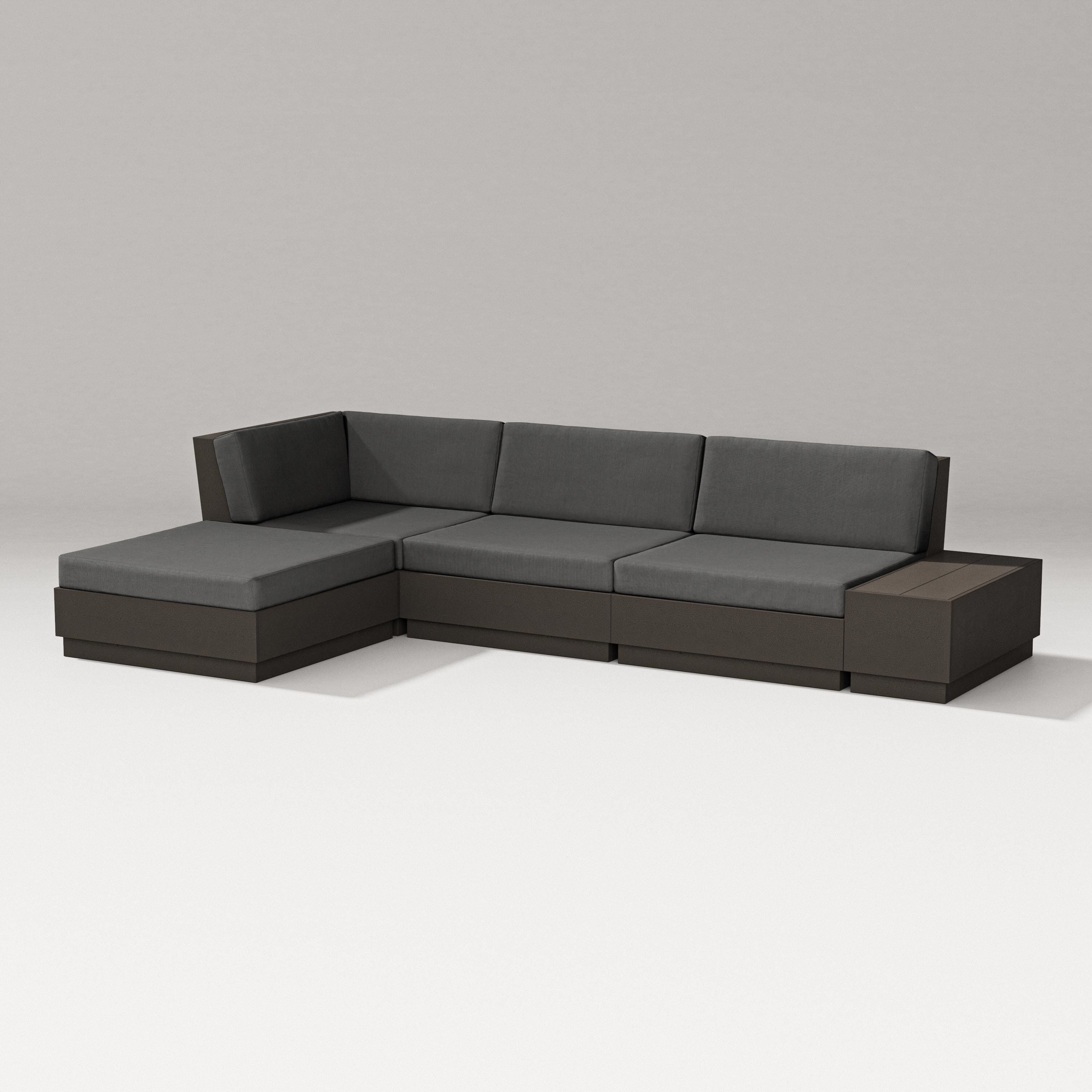 PW Designer Series Elevate Chaise Sectional in Vintage Coffee / Spectrum Carbon