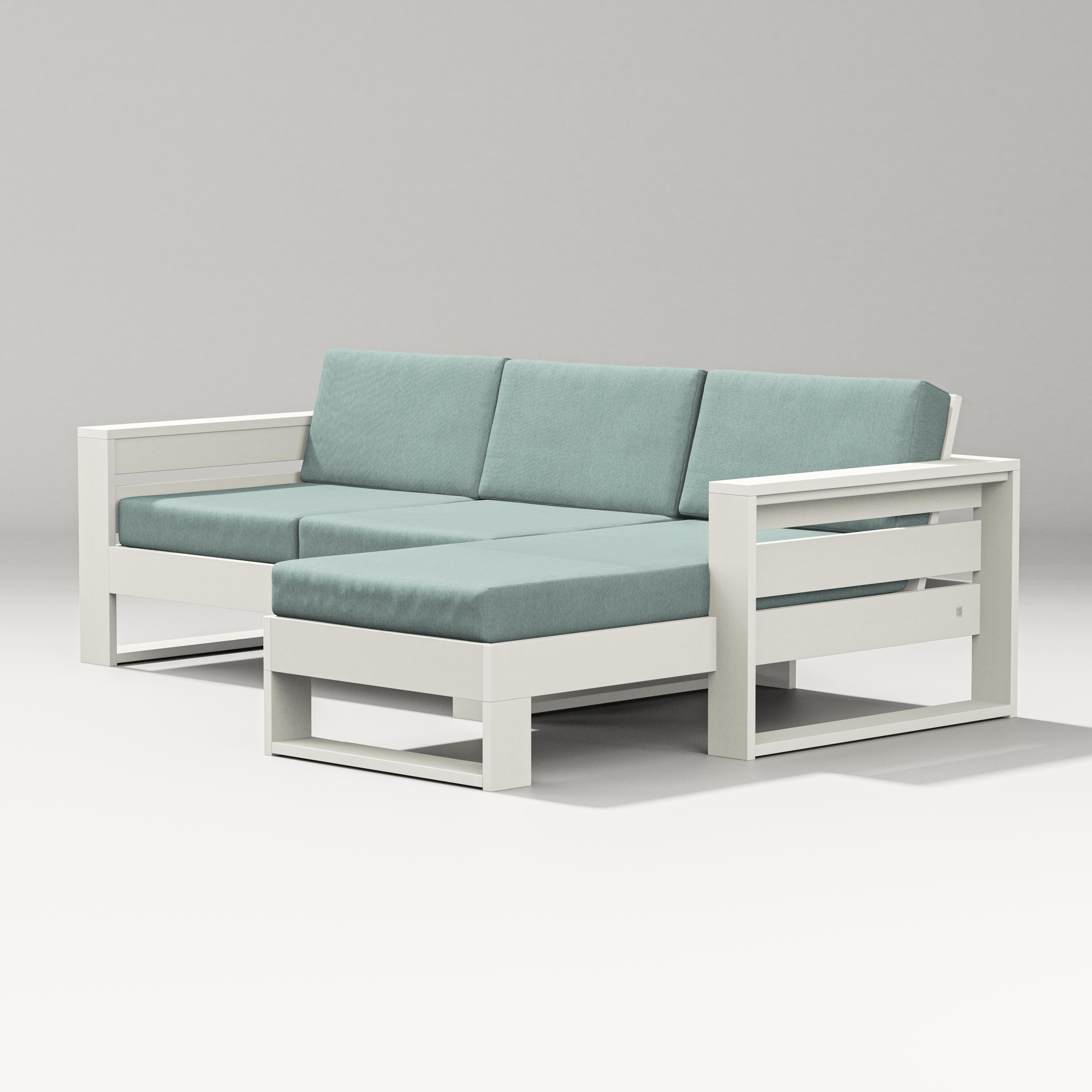PW Designer Series Latitude Right Chaise Sectional in Vintage White / Glacier Spa