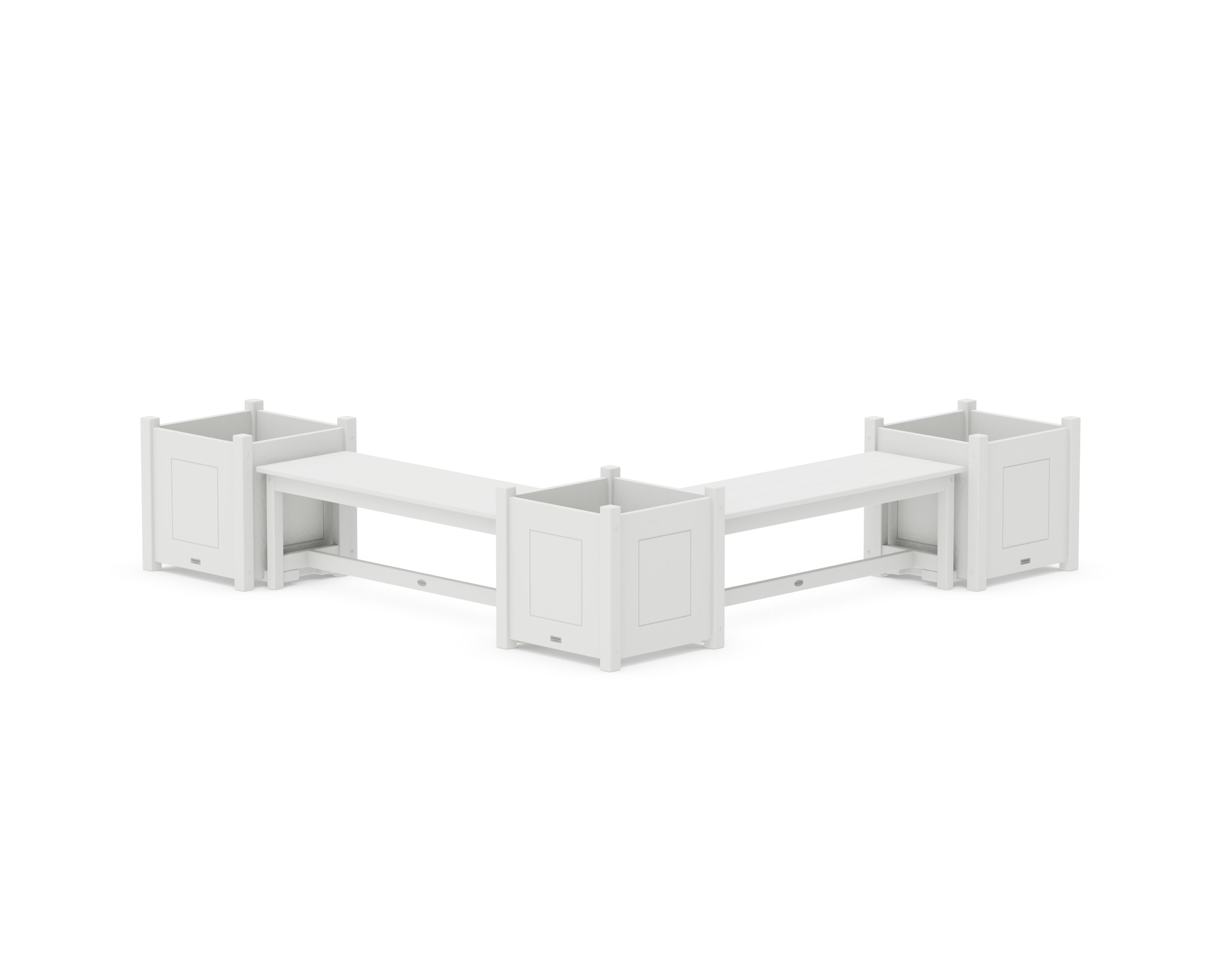 POLYWOOD 48" Country Living L- Shaped Planter Bench Corner Set - Large in White