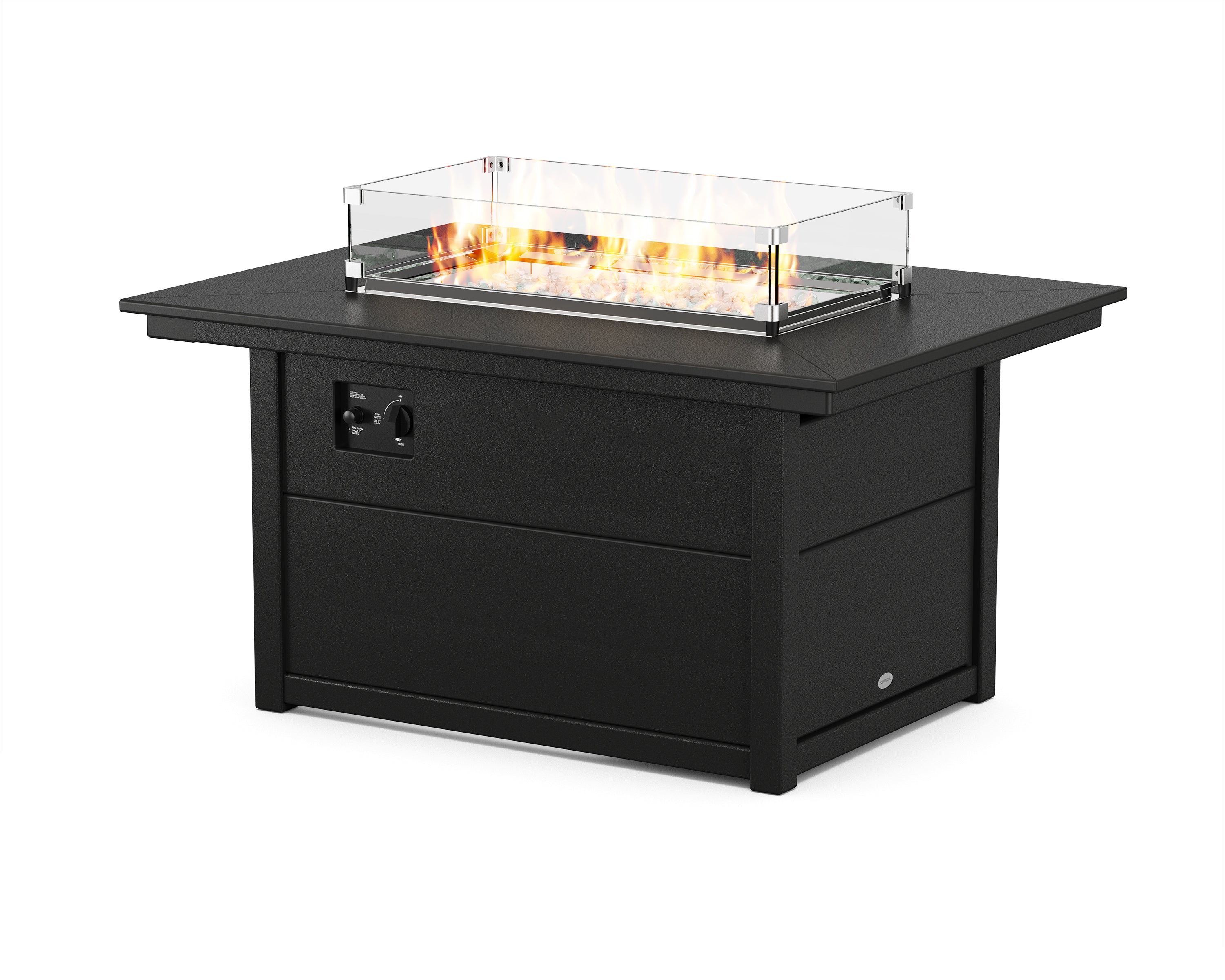 POLYWOOD® Rectangle 34" X 46" Fire Pit Table in Black