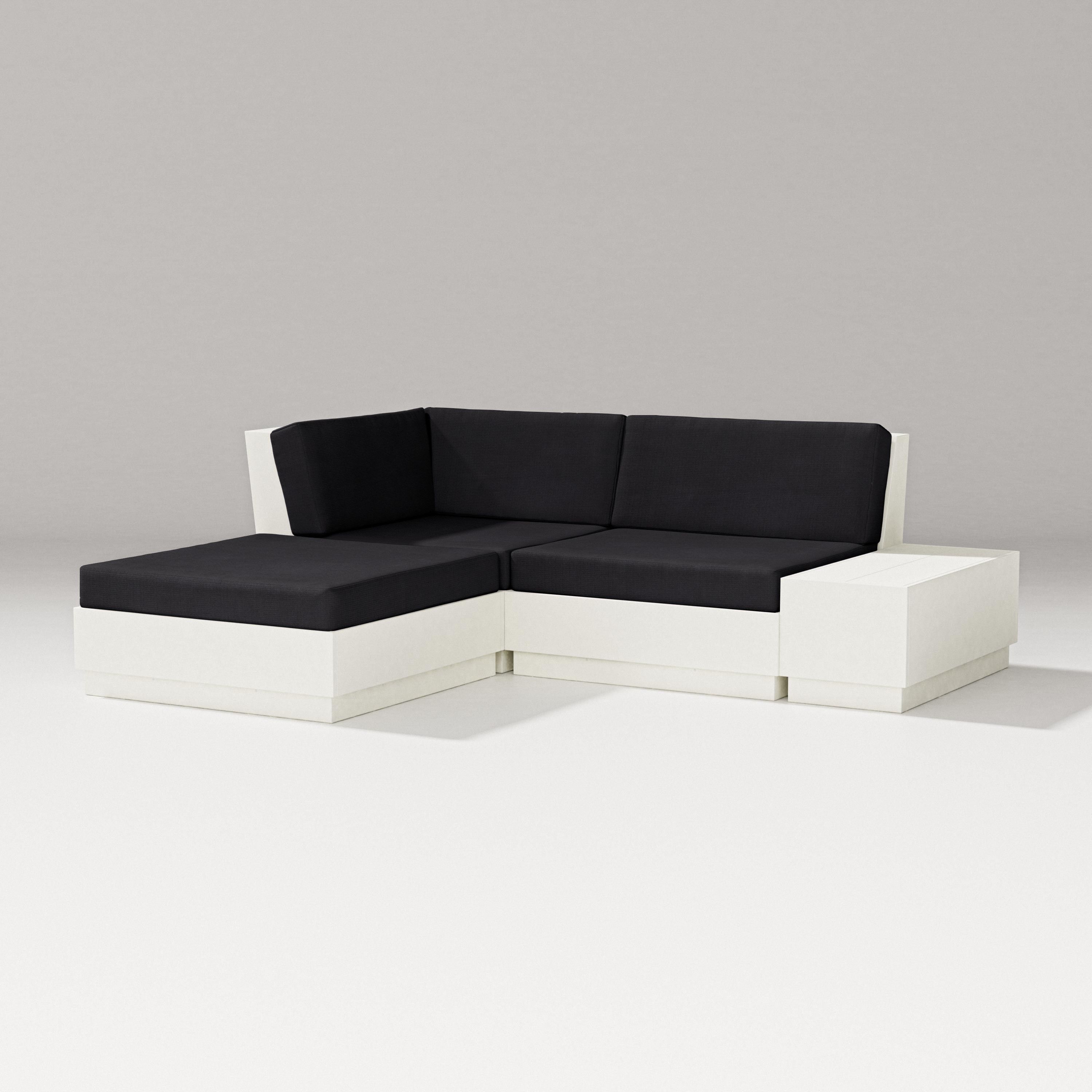 PW Designer Series Elevate Loveseat Sectional with Chaise in Vintage White / Midnight Linen