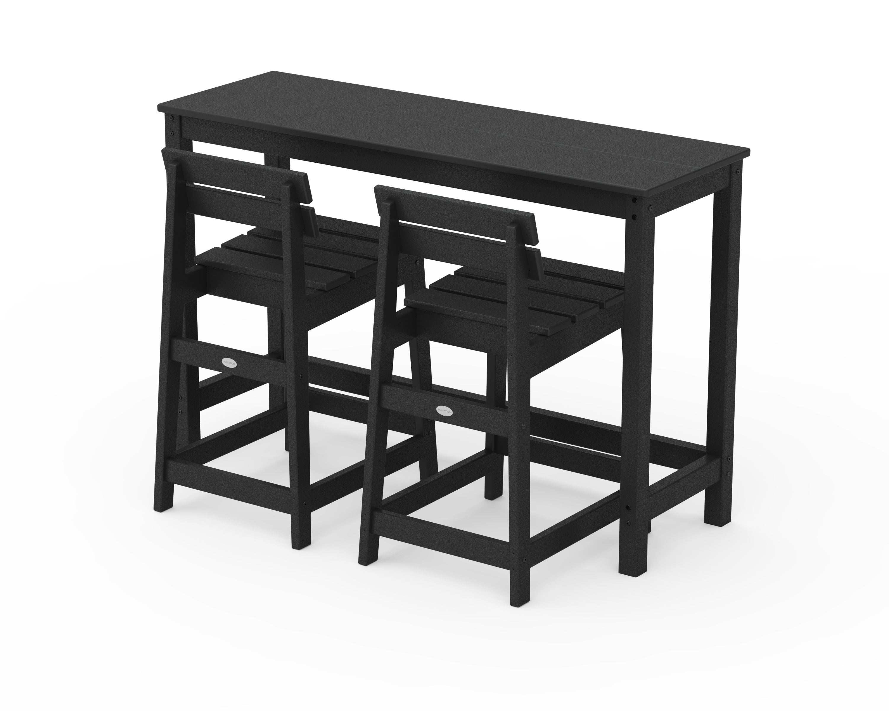 POLYWOOD Modern Studio Plaza Lowback Counter Chair 3-Piece Balcony Set in Black