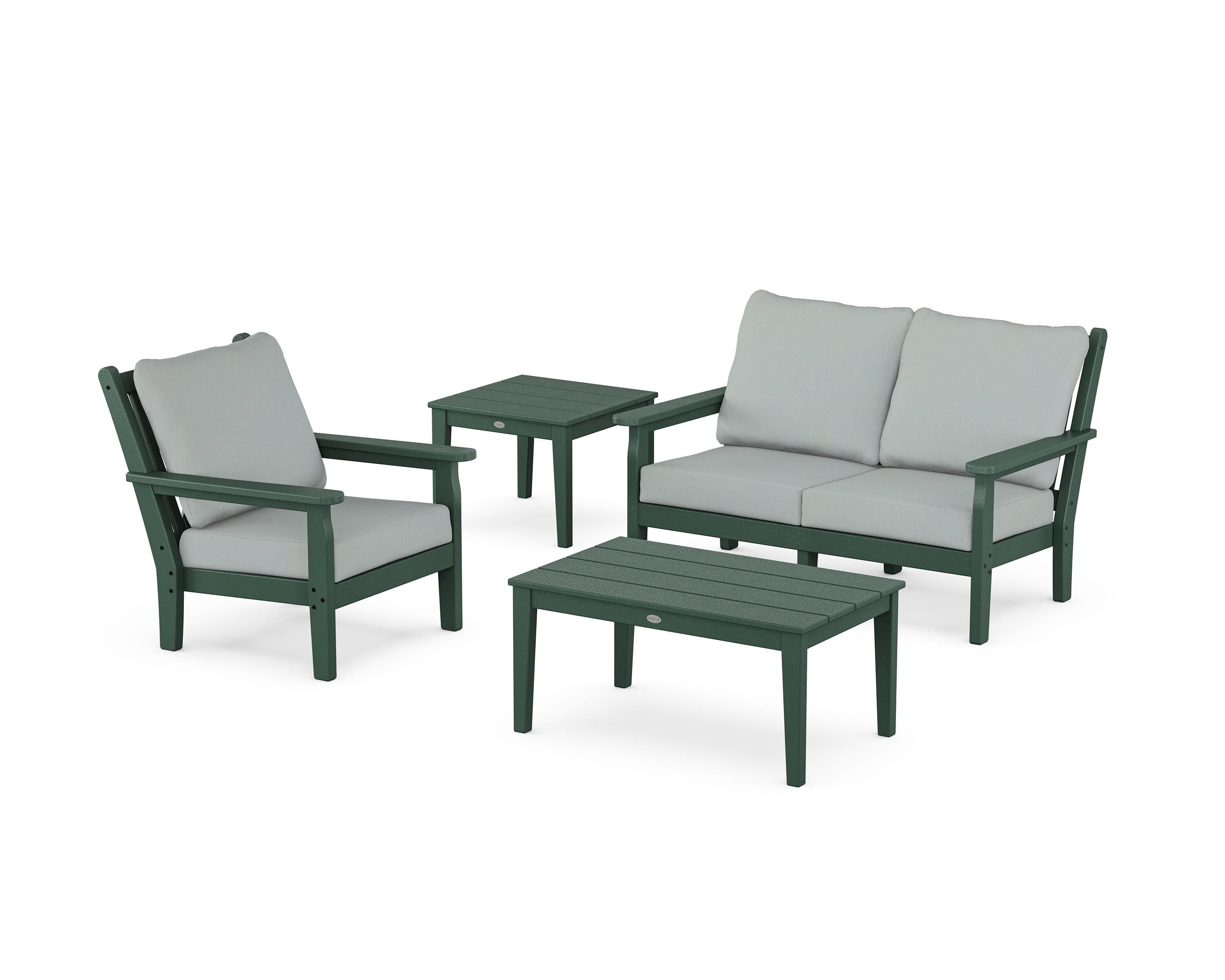 POLYWOOD Chippendale 4-Piece Deep Seating Set in Green / Spa