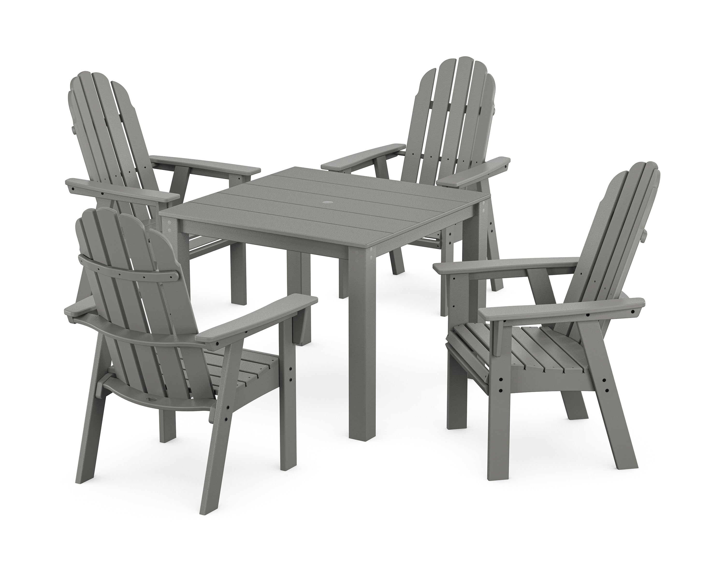 POLYWOOD® Vineyard Curveback Adirondack 5-Piece Parsons Dining Set in Slate Grey