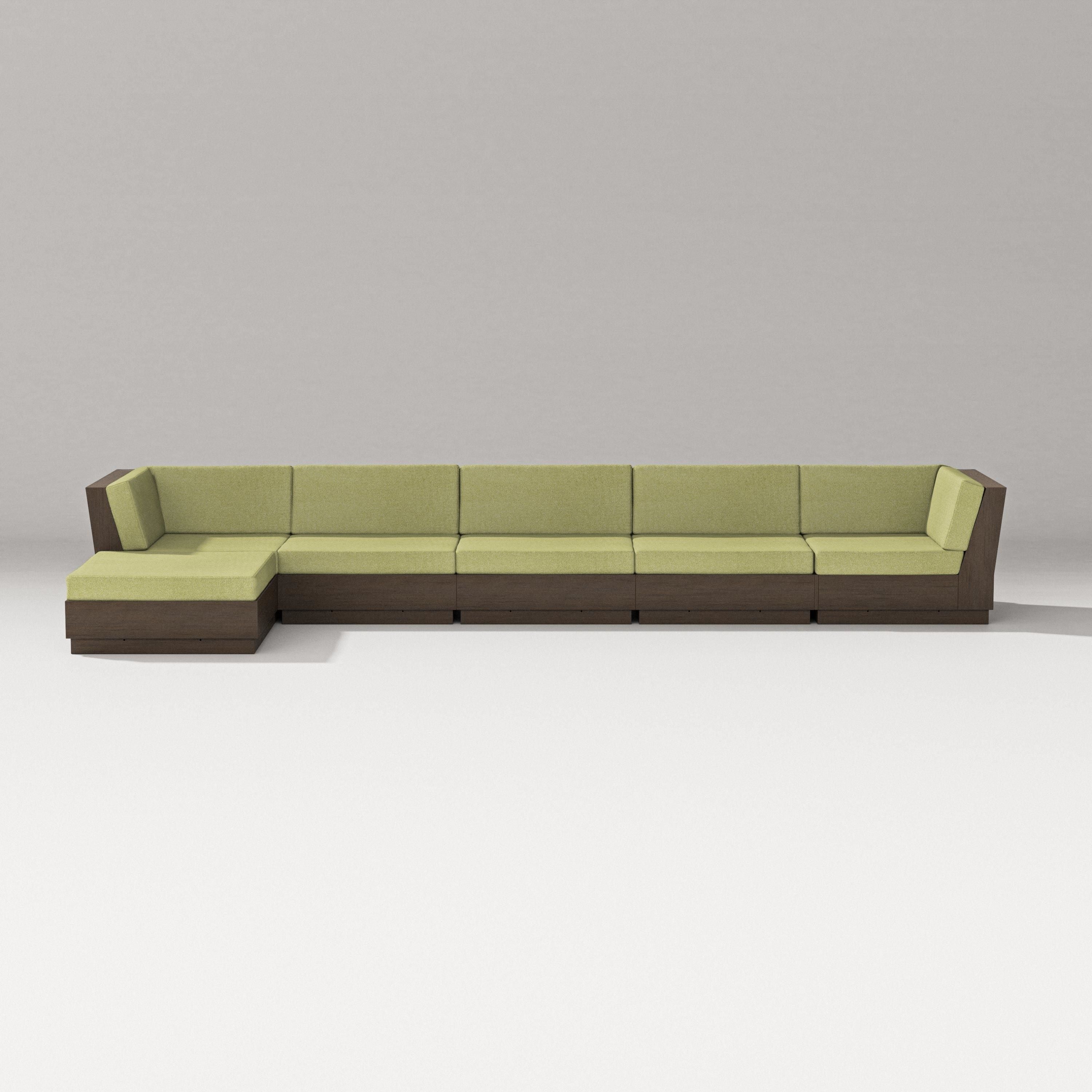 PW Designer Series Elevate 6-Piece Chaise Sectional in Kona / Chartreuse Boucle