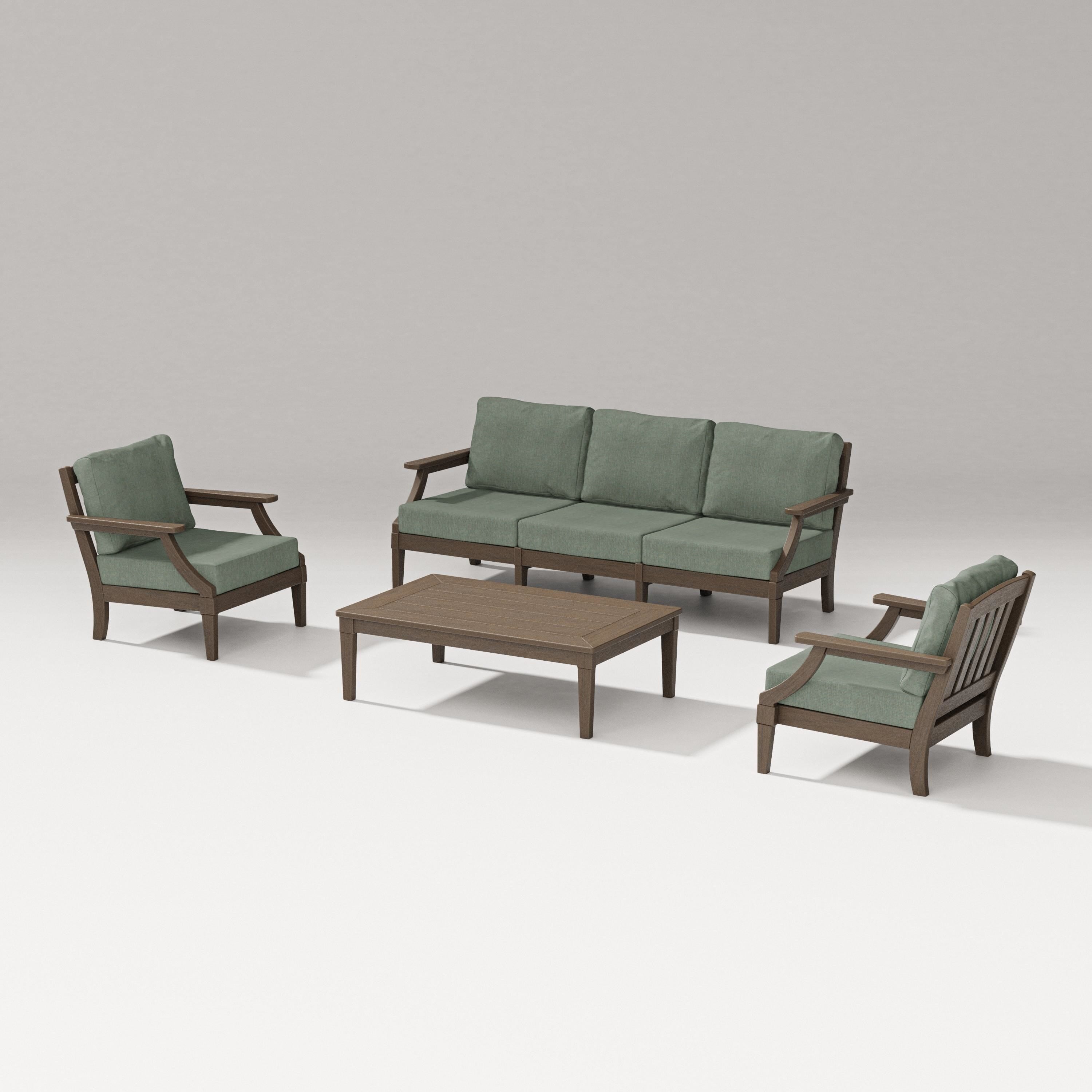 PW Designer Series Estate 4-Piece Lounge Sofa Set in Kona / Cast Sage