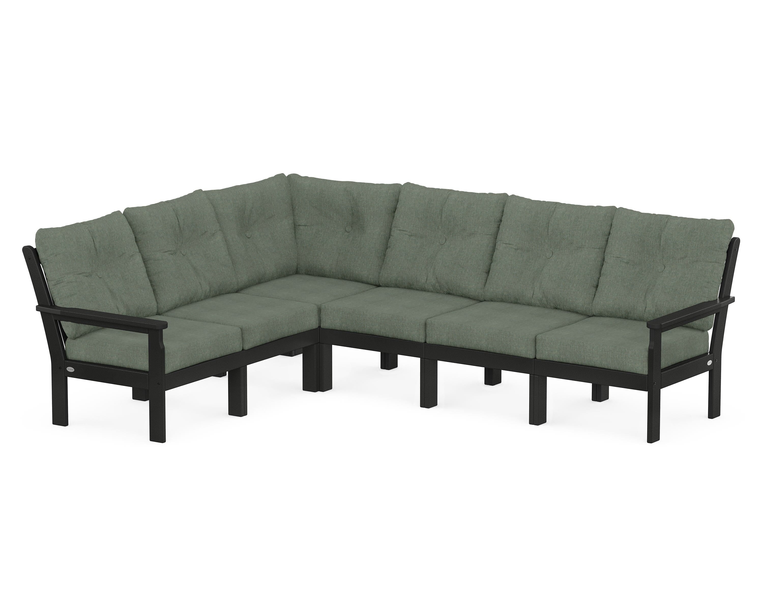 POLYWOOD Vineyard 6-Piece Sectional in Black / Cast Sage