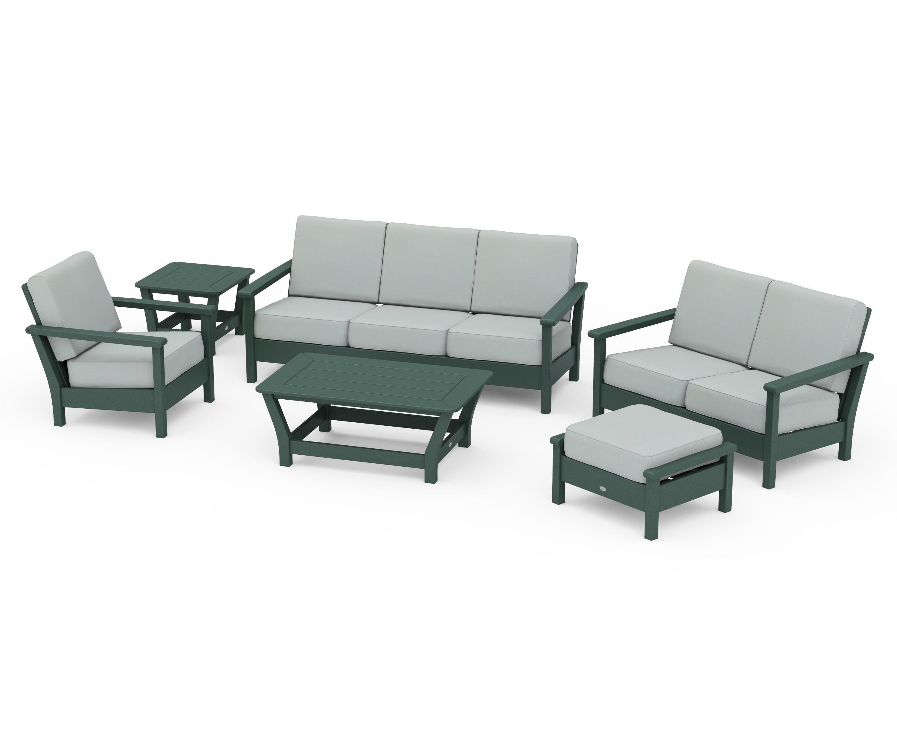 POLYWOOD Harbour 6-Piece Outdoor Living Set in Green / Spa