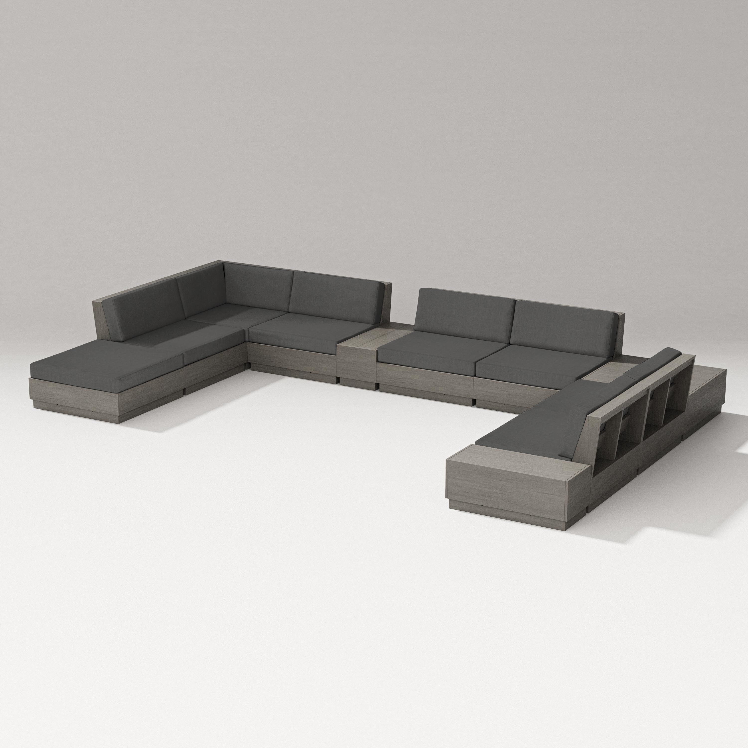 PW Designer Series Elevate 11-Piece Conversation Sectional Set in Driftwood / Spectrum Carbon