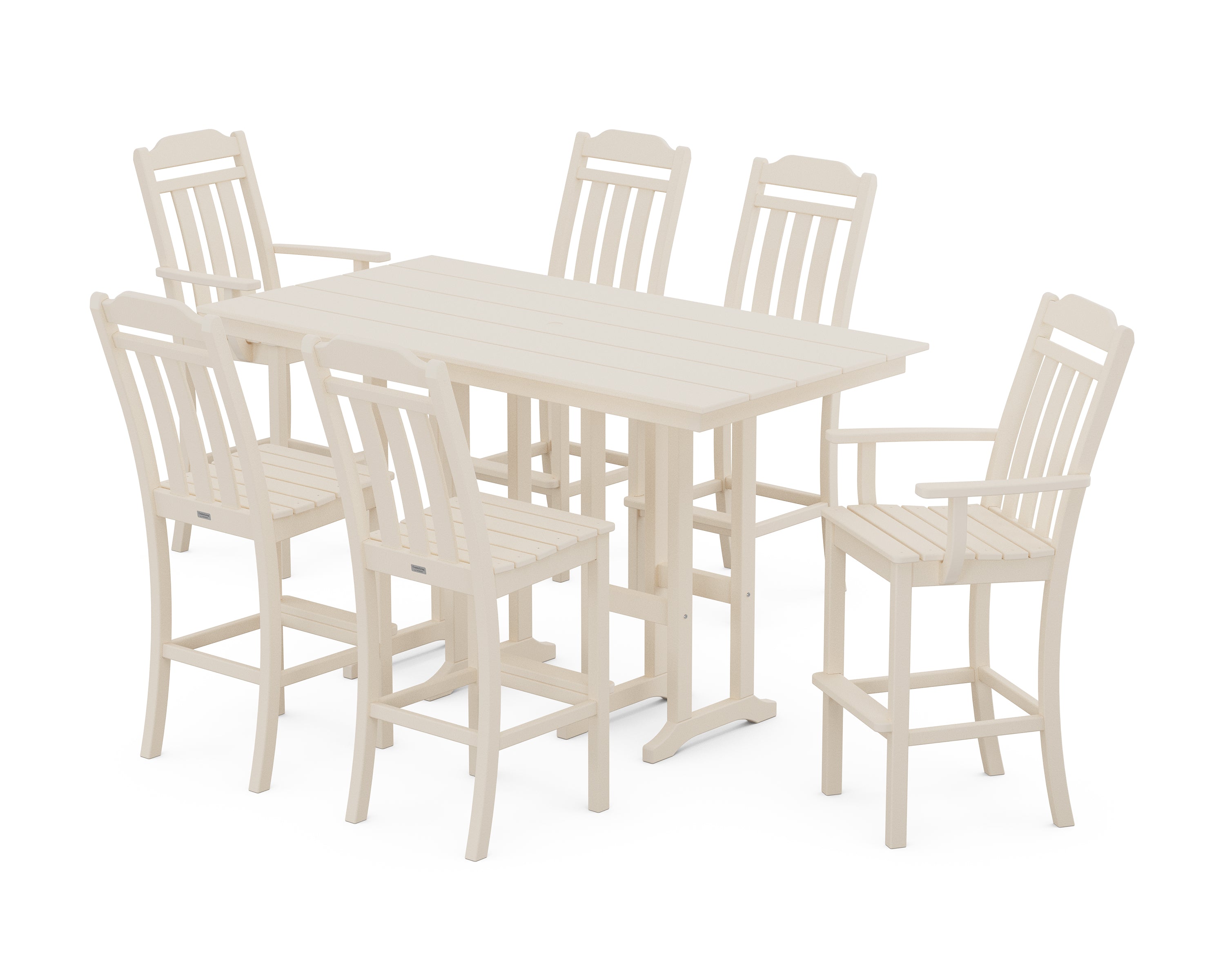 POLYWOOD Country Living 7-Piece Farmhouse Bar Set in Sand