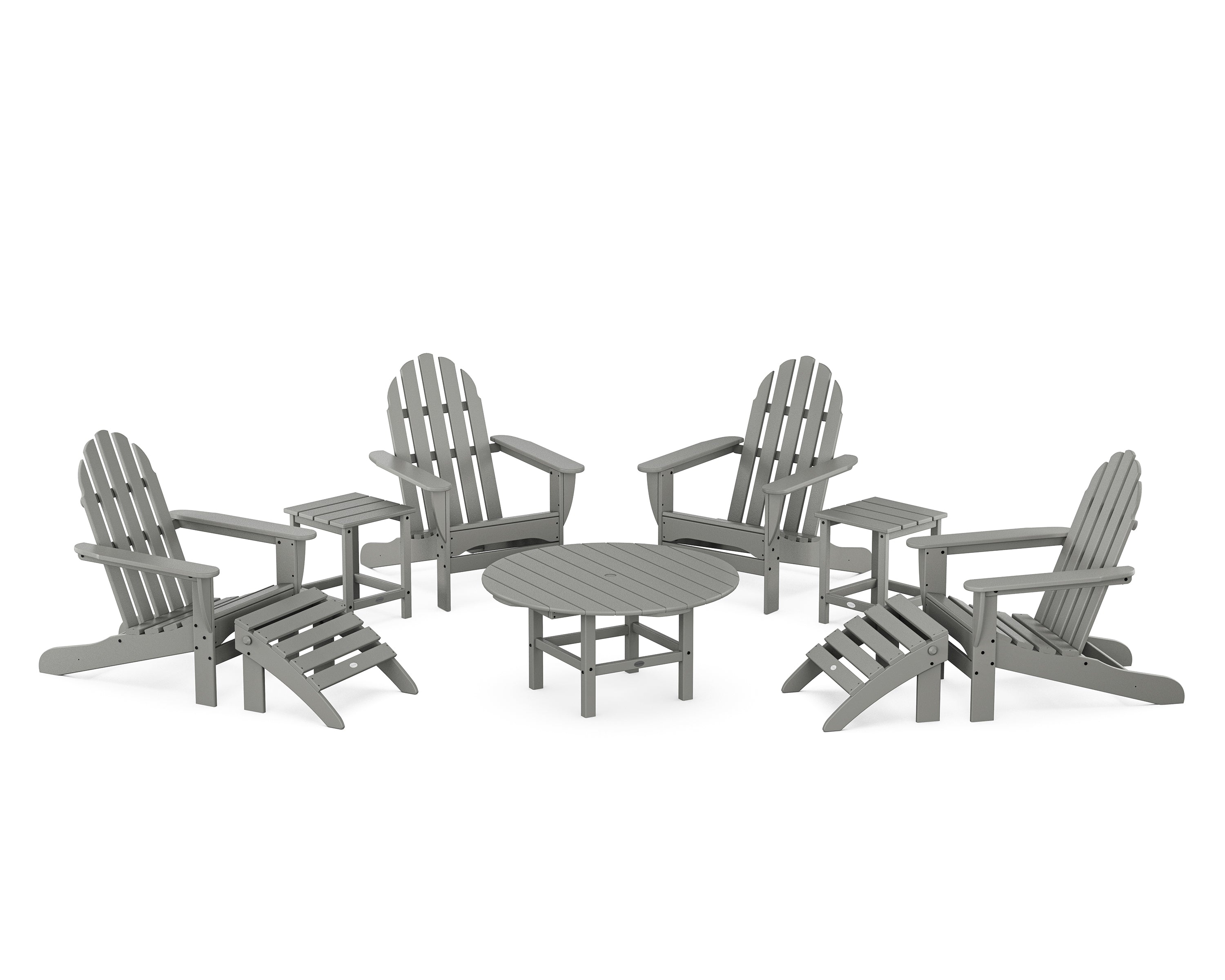 POLYWOOD® Classic Adirondack Chair 9-Piece Conversation Set in Slate Grey