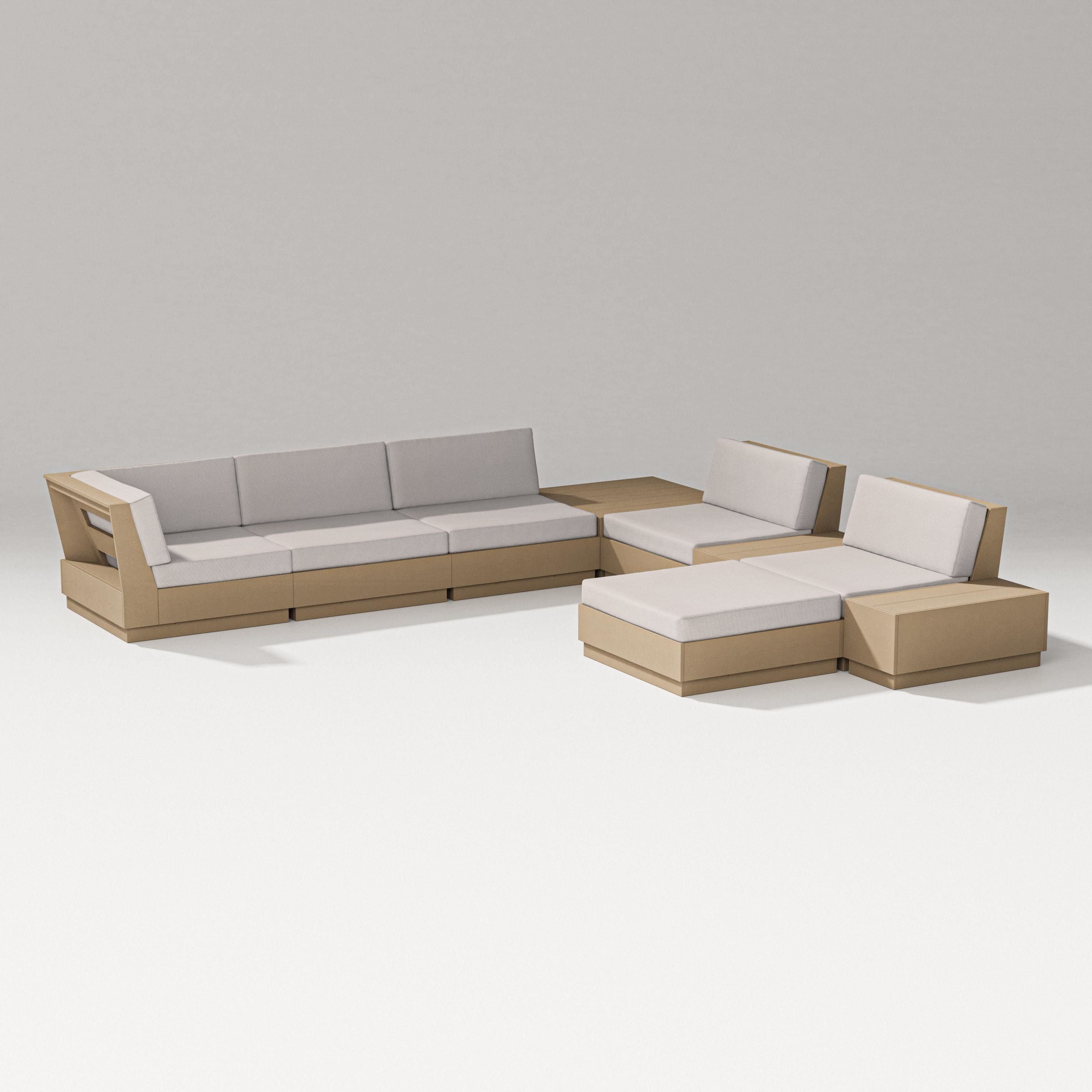 PW Designer Series Elevate 9-Piece Conversation Sectional in Vintage Sahara / Dune Burlap